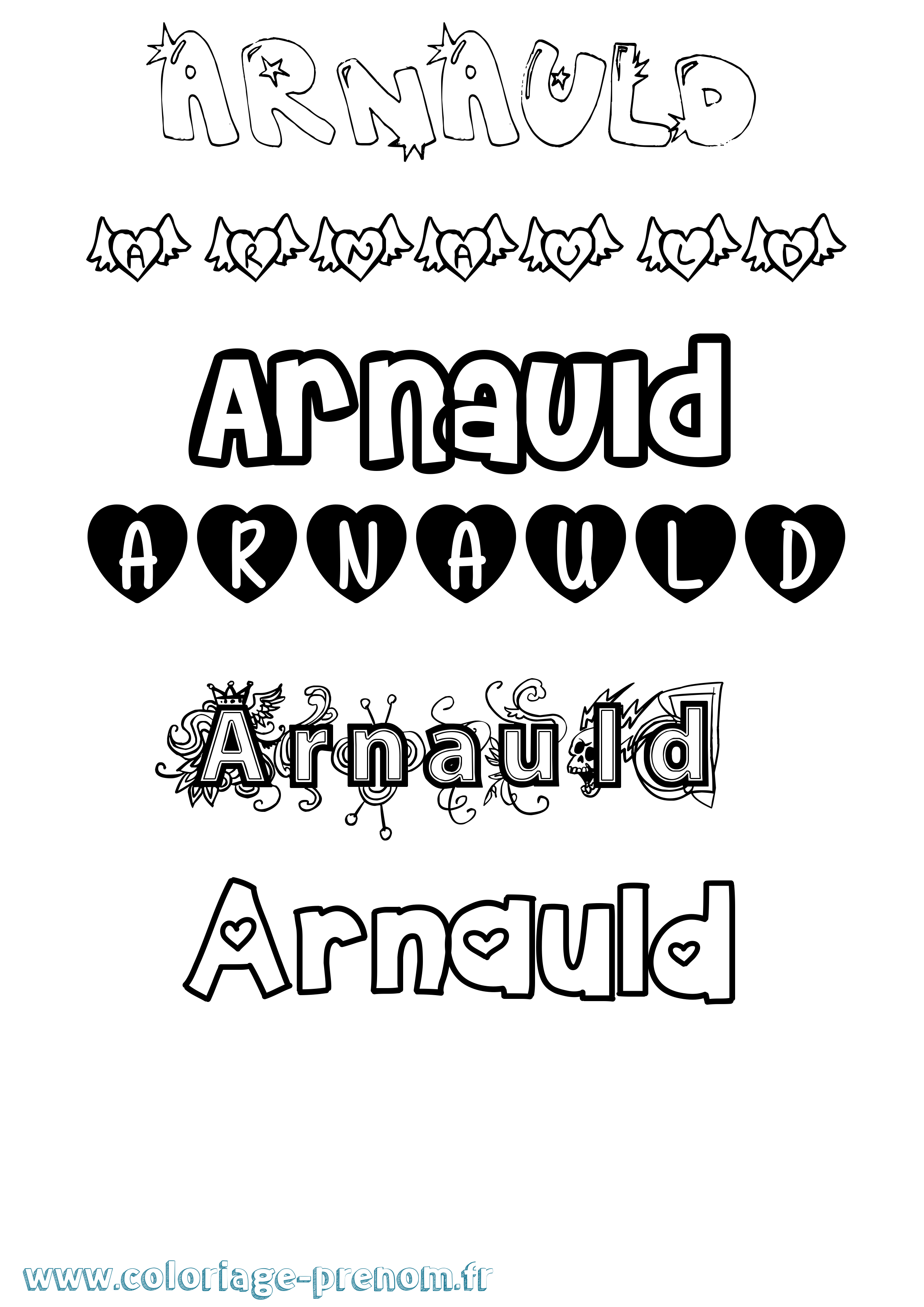 Coloriage Arnauld Girly Coloriage prénom Arnauld Girly