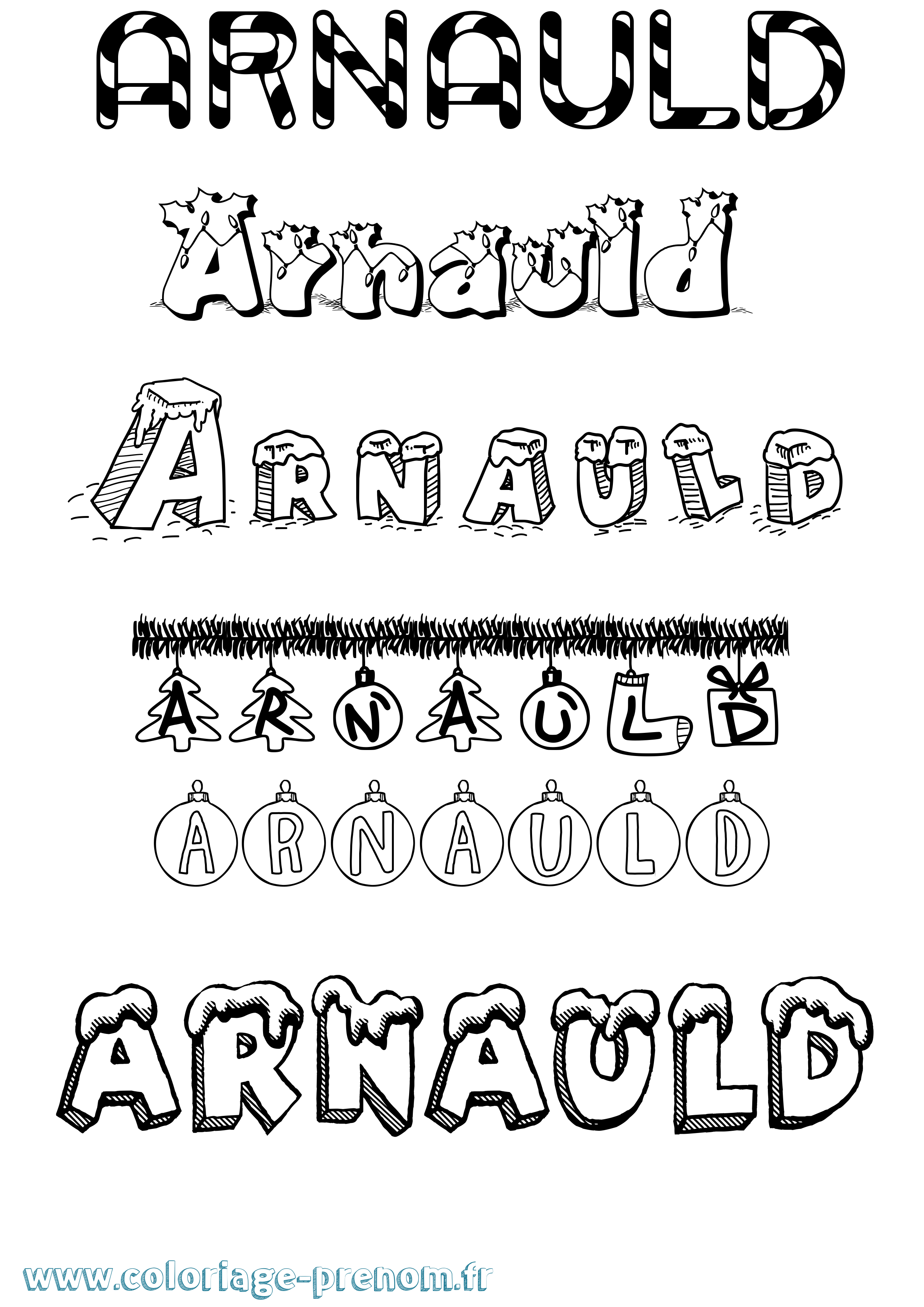 Coloriage Arnauld Noël Coloriage prénom Arnauld Noël