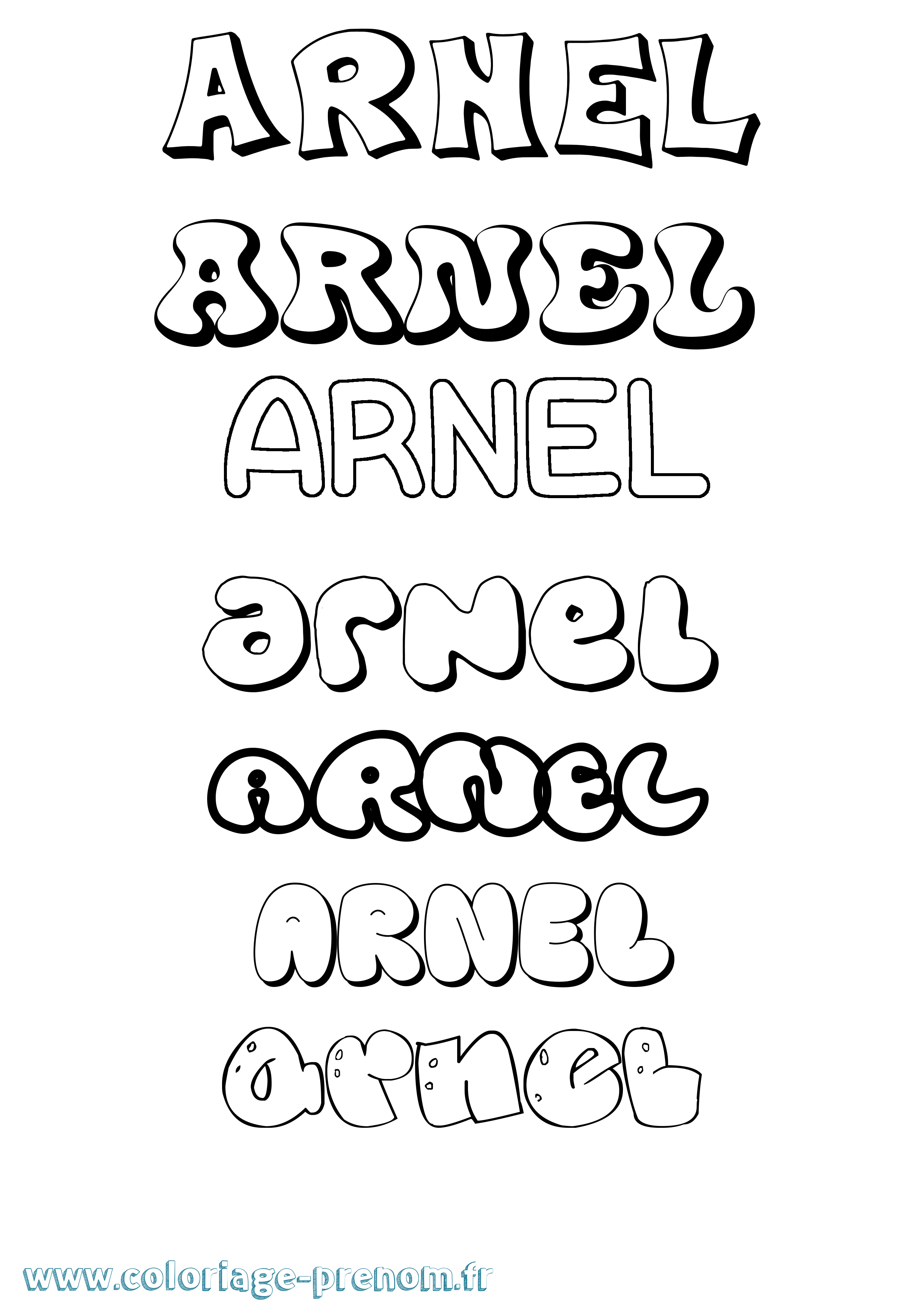 Coloriage Arnel Bubble Coloriage prénom Arnel Bubble