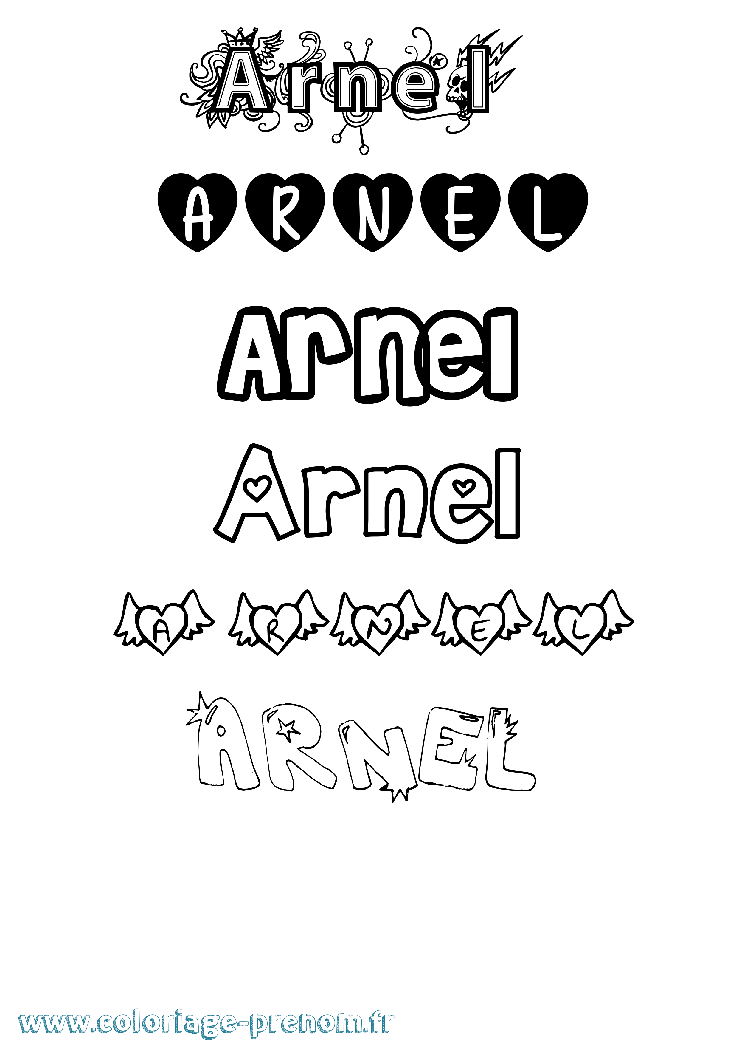 Coloriage Arnel Girly Coloriage prénom Arnel Girly