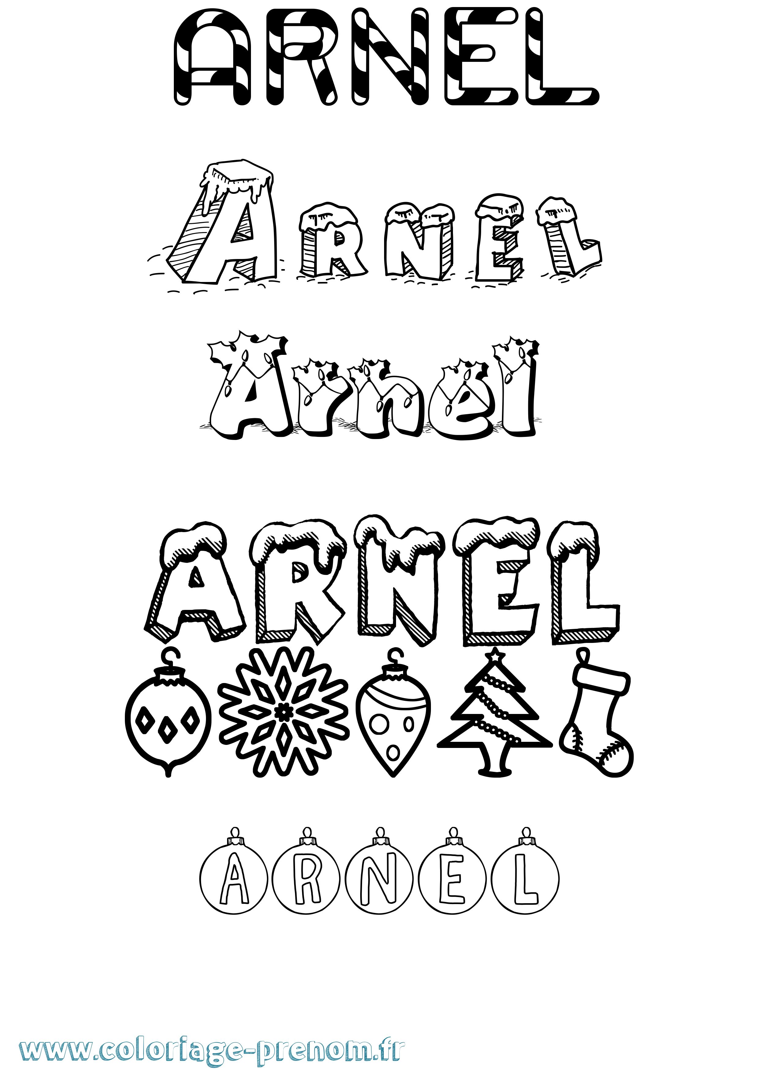 Coloriage Arnel Noël Coloriage prénom Arnel Noël