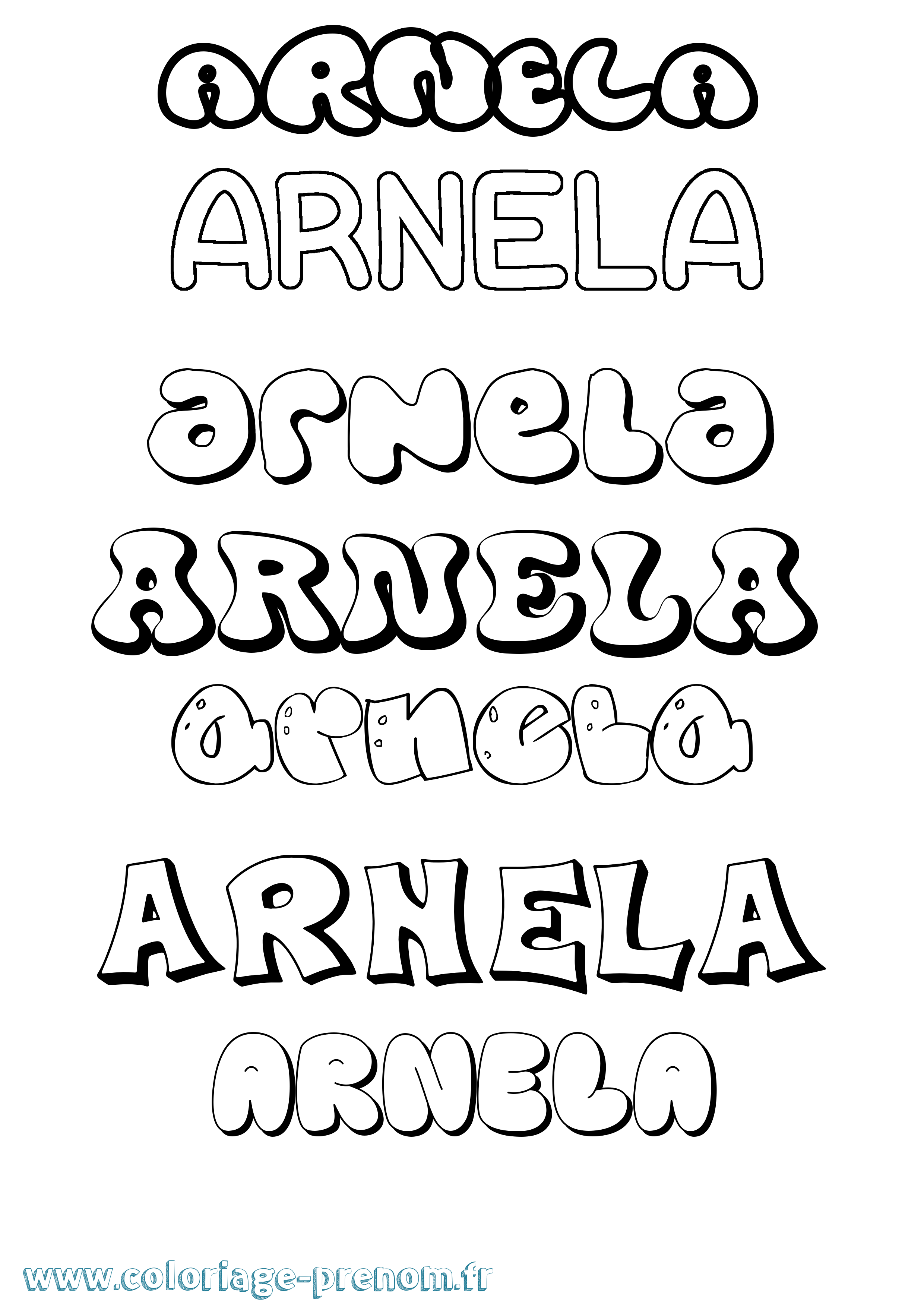 Coloriage Arnela Bubble Coloriage prénom Arnela Bubble