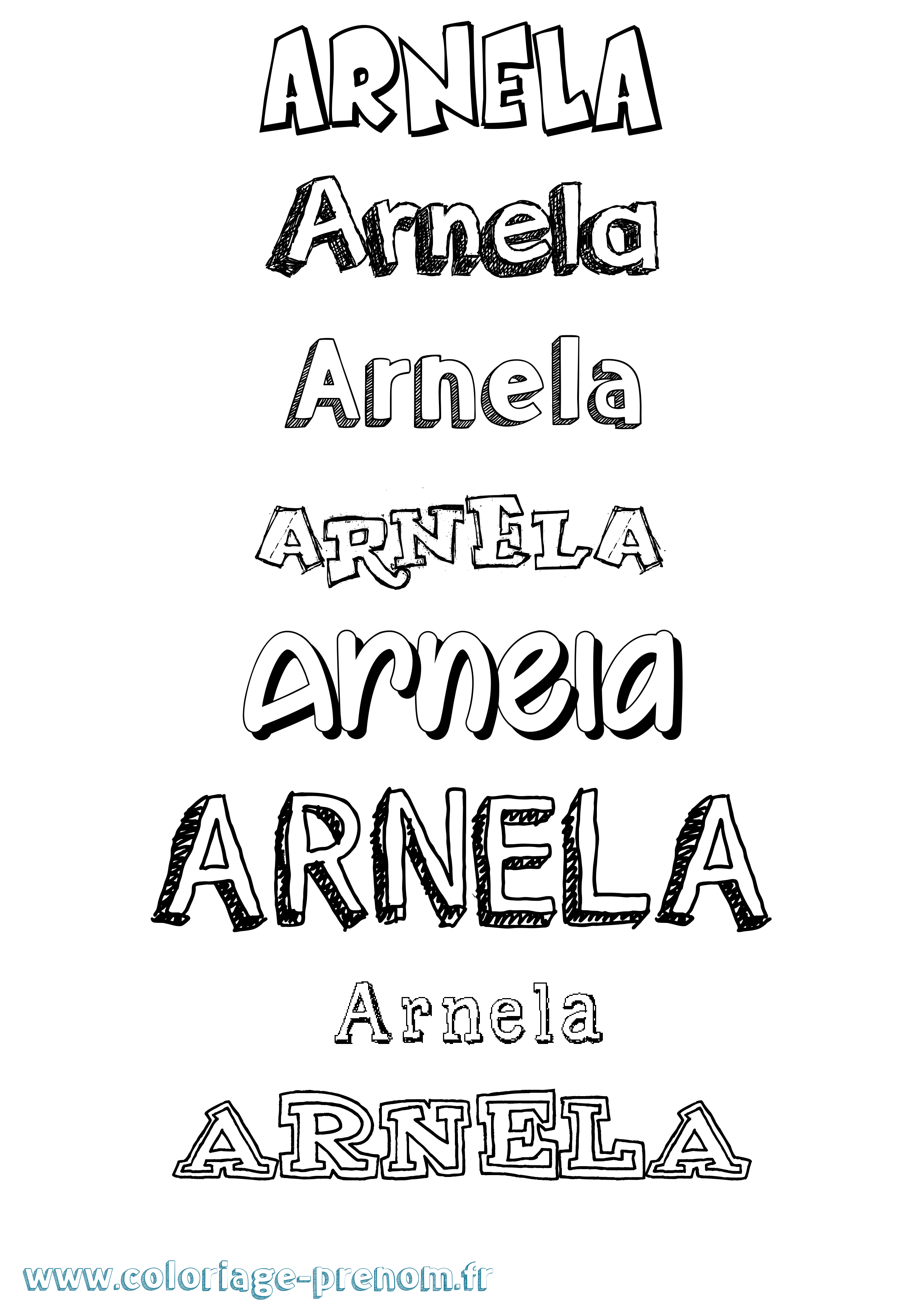 Coloriage Arnela Dessiné Coloriage prénom Arnela Dessiné