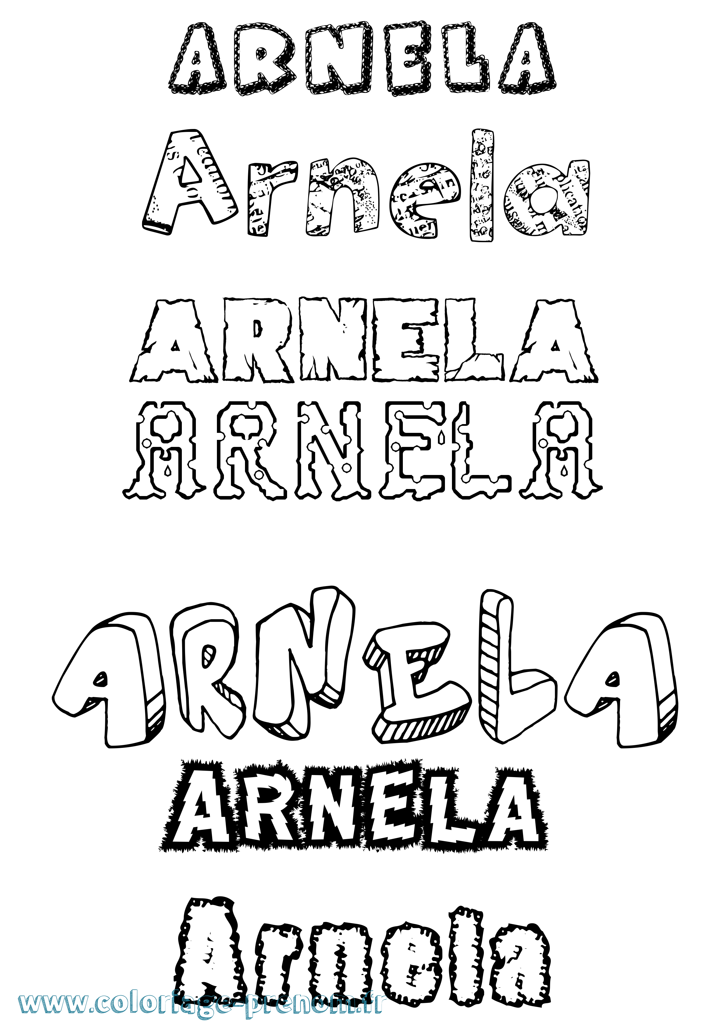 Coloriage Arnela Destructuré Coloriage prénom Arnela Destructuré