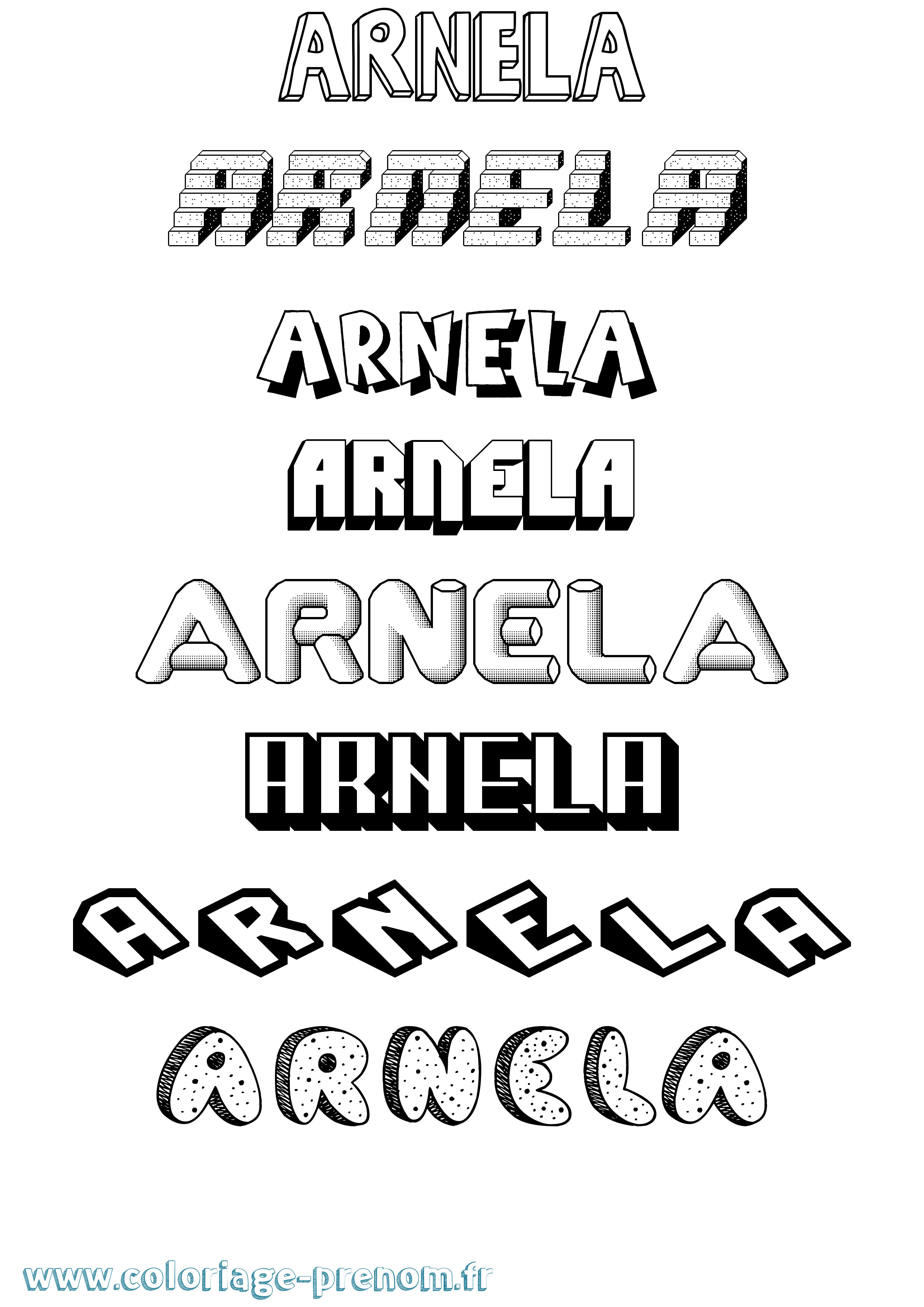 Coloriage Arnela Effet 3D Coloriage prénom Arnela Effet 3D