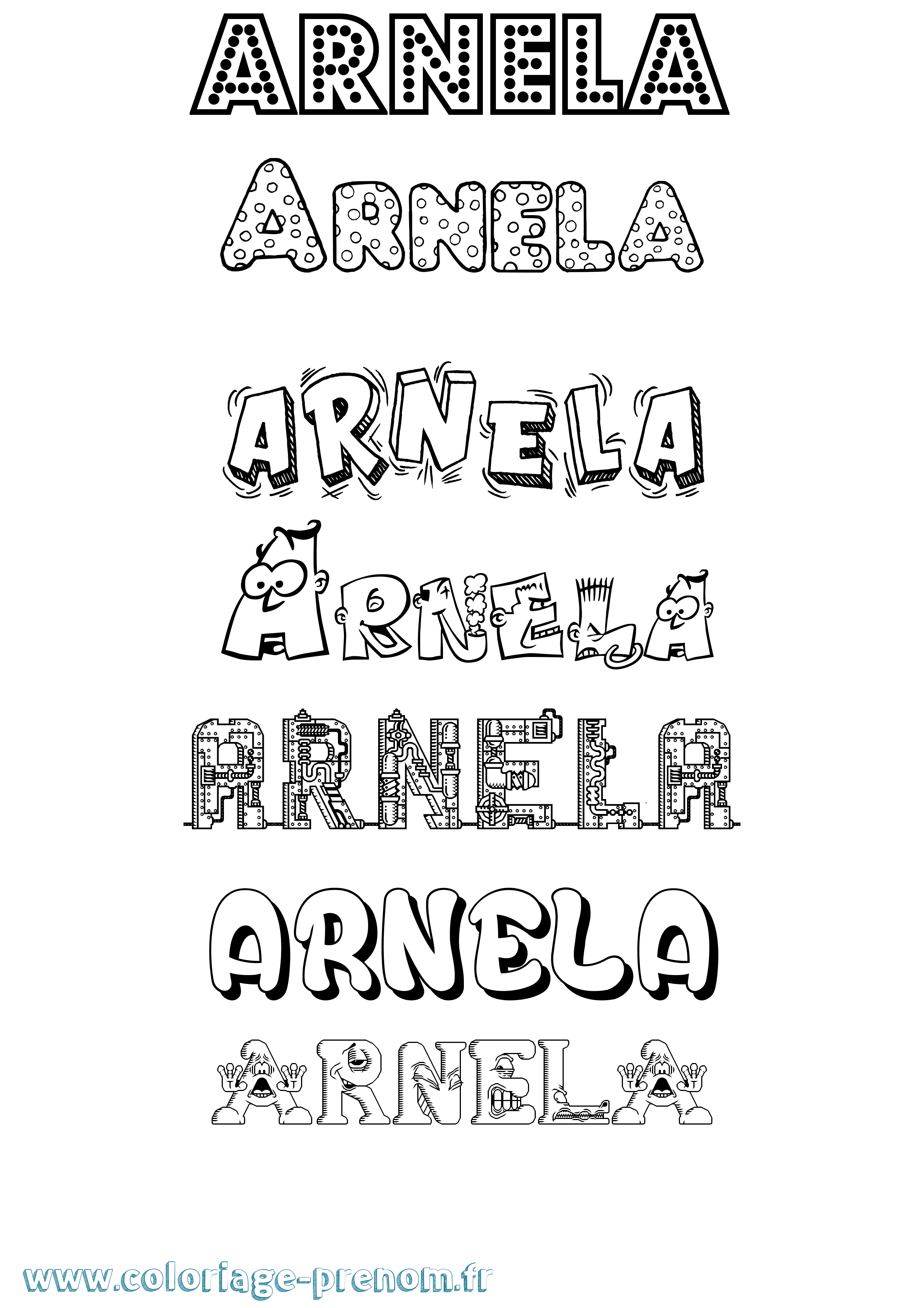 Coloriage Arnela Fun Coloriage prénom Arnela Fun