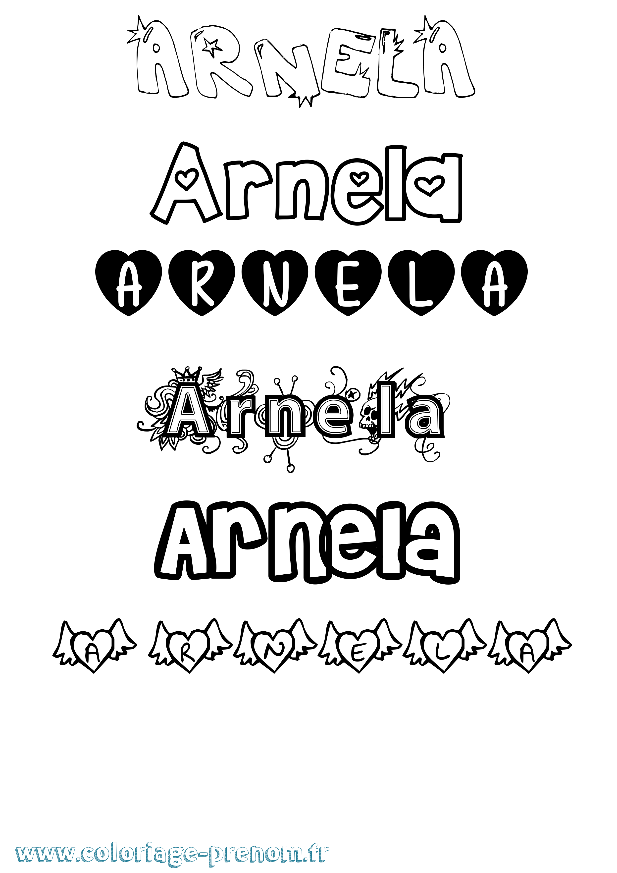 Coloriage Arnela Girly Coloriage prénom Arnela Girly