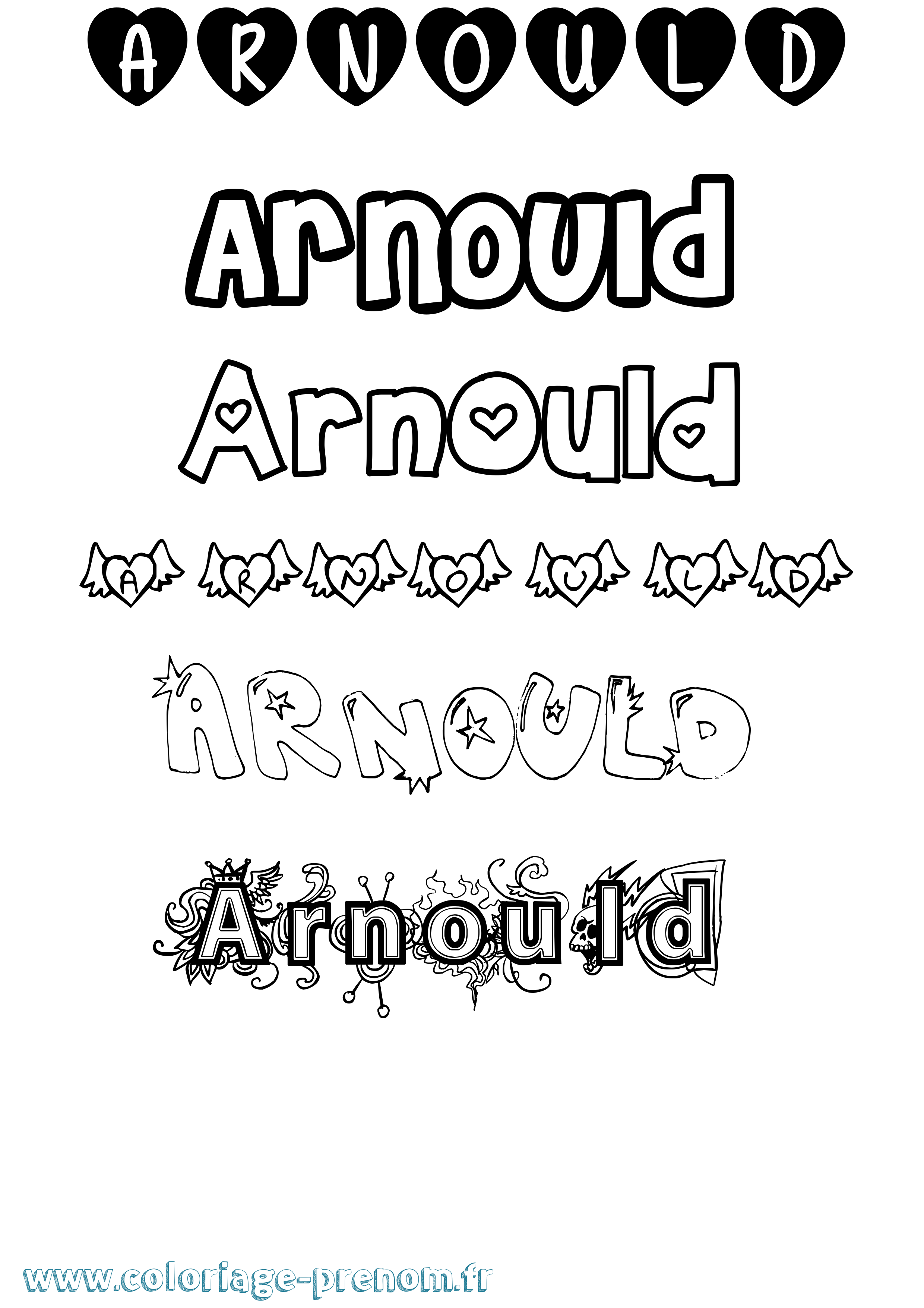 Coloriage Arnould Girly Coloriage prénom Arnould Girly