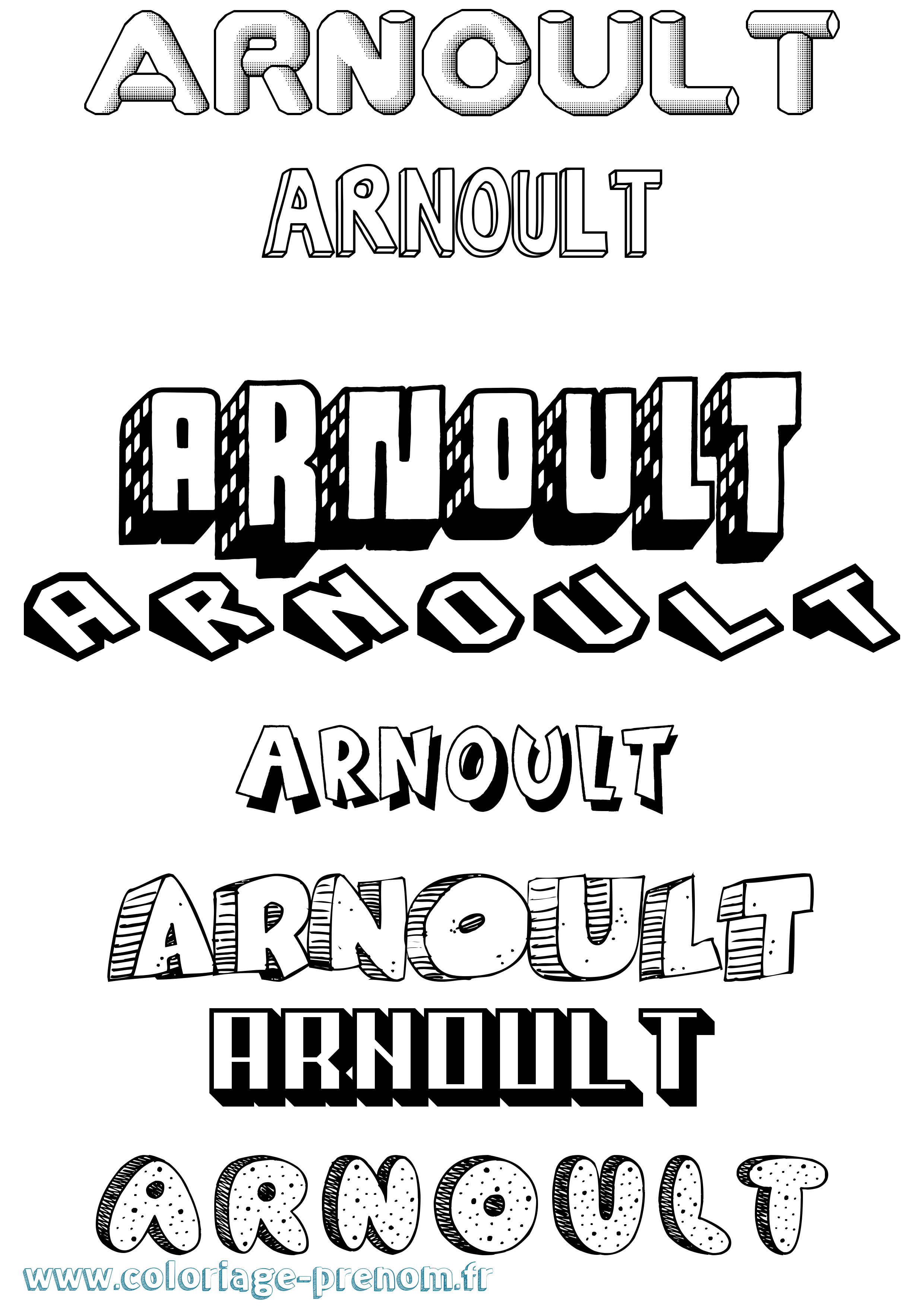 Coloriage Arnoult Effet 3D Coloriage prénom Arnoult Effet 3D