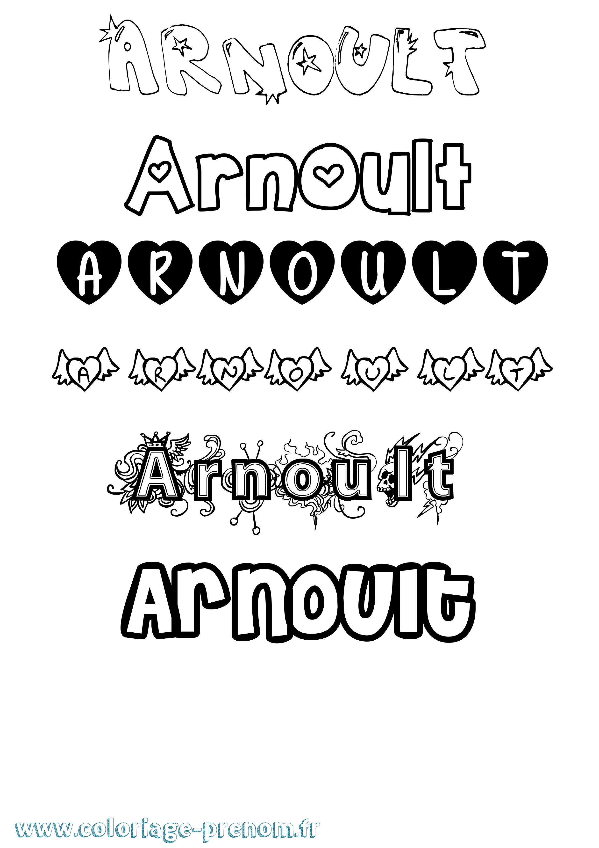 Coloriage Arnoult Girly Coloriage prénom Arnoult Girly