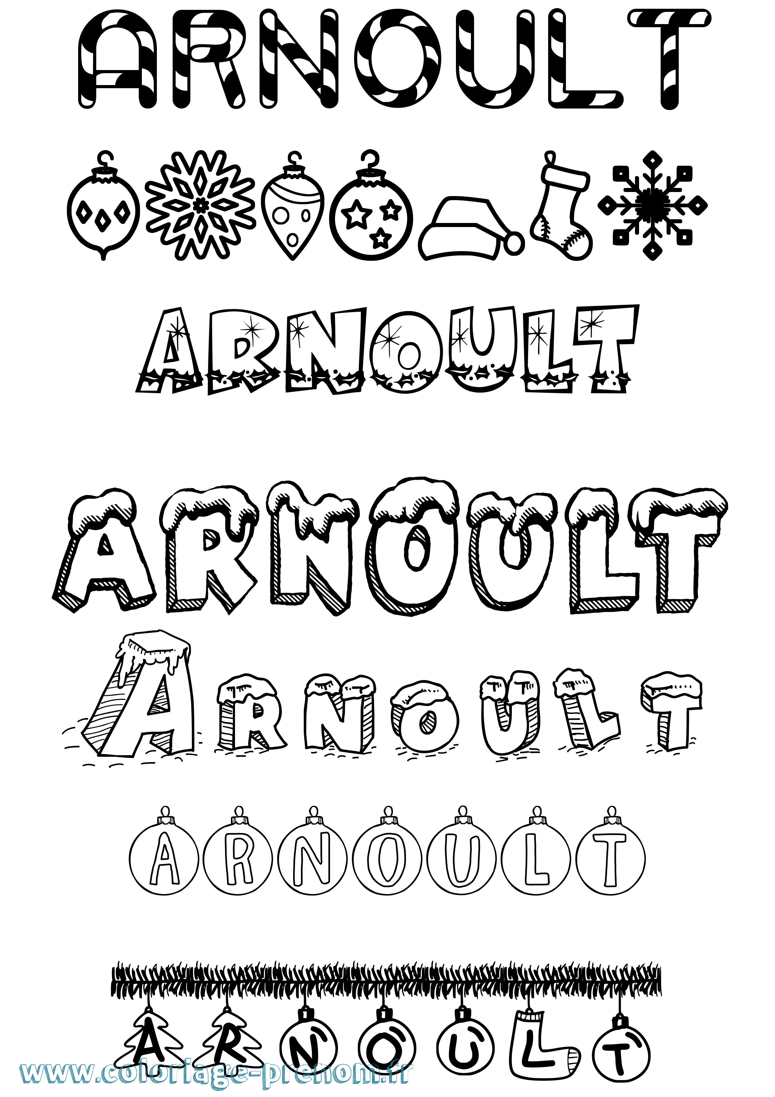 Coloriage Arnoult Noël Coloriage prénom Arnoult Noël