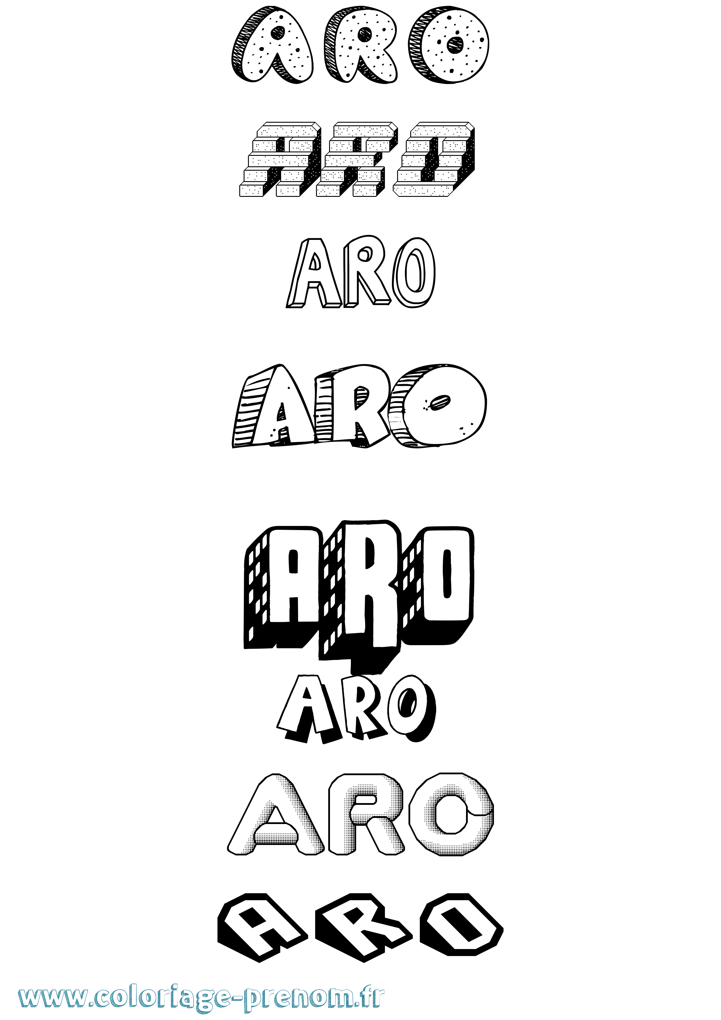 Coloriage Aro Effet 3D Coloriage prénom Aro Effet 3D