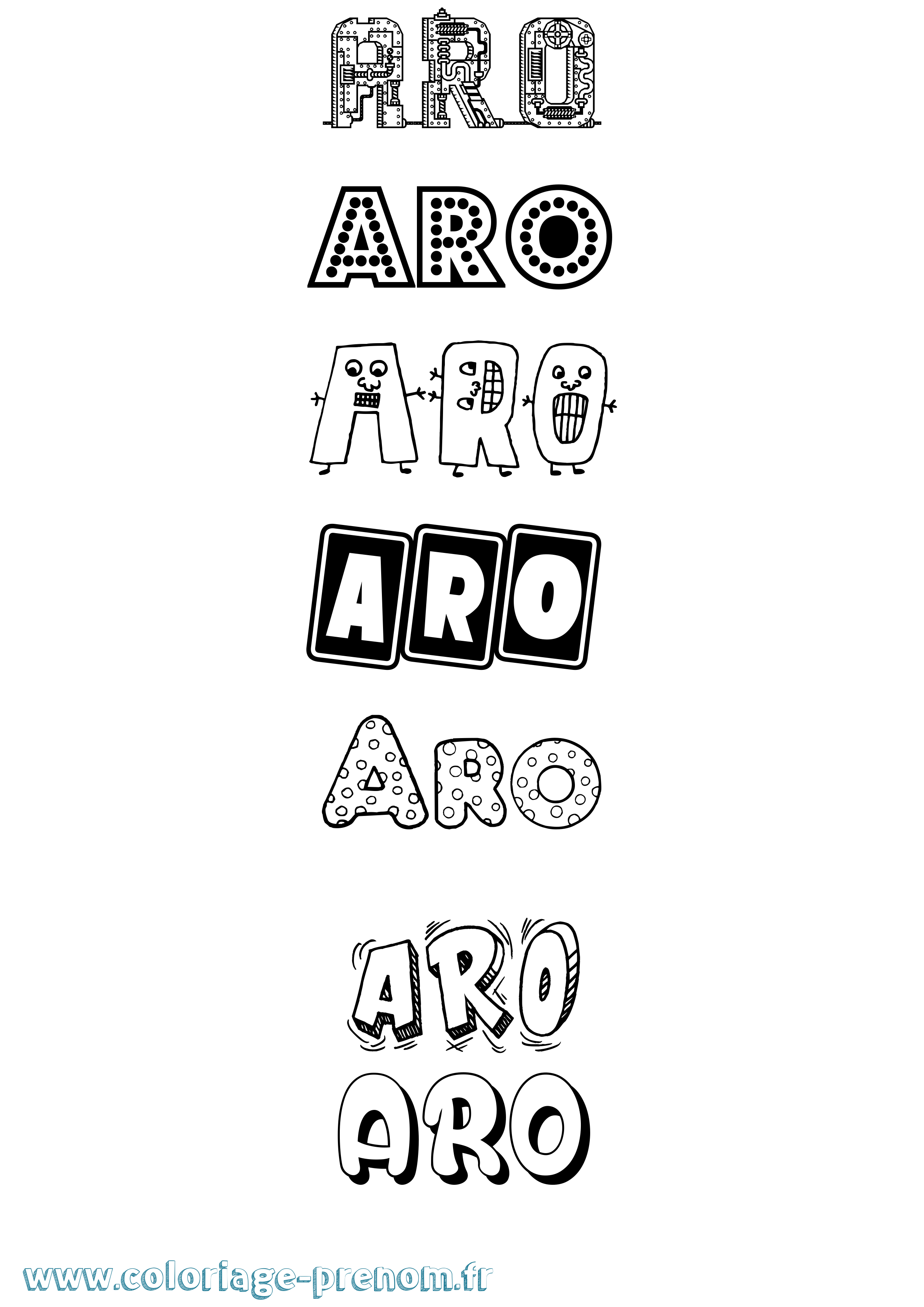 Coloriage Aro Fun Coloriage prénom Aro Fun