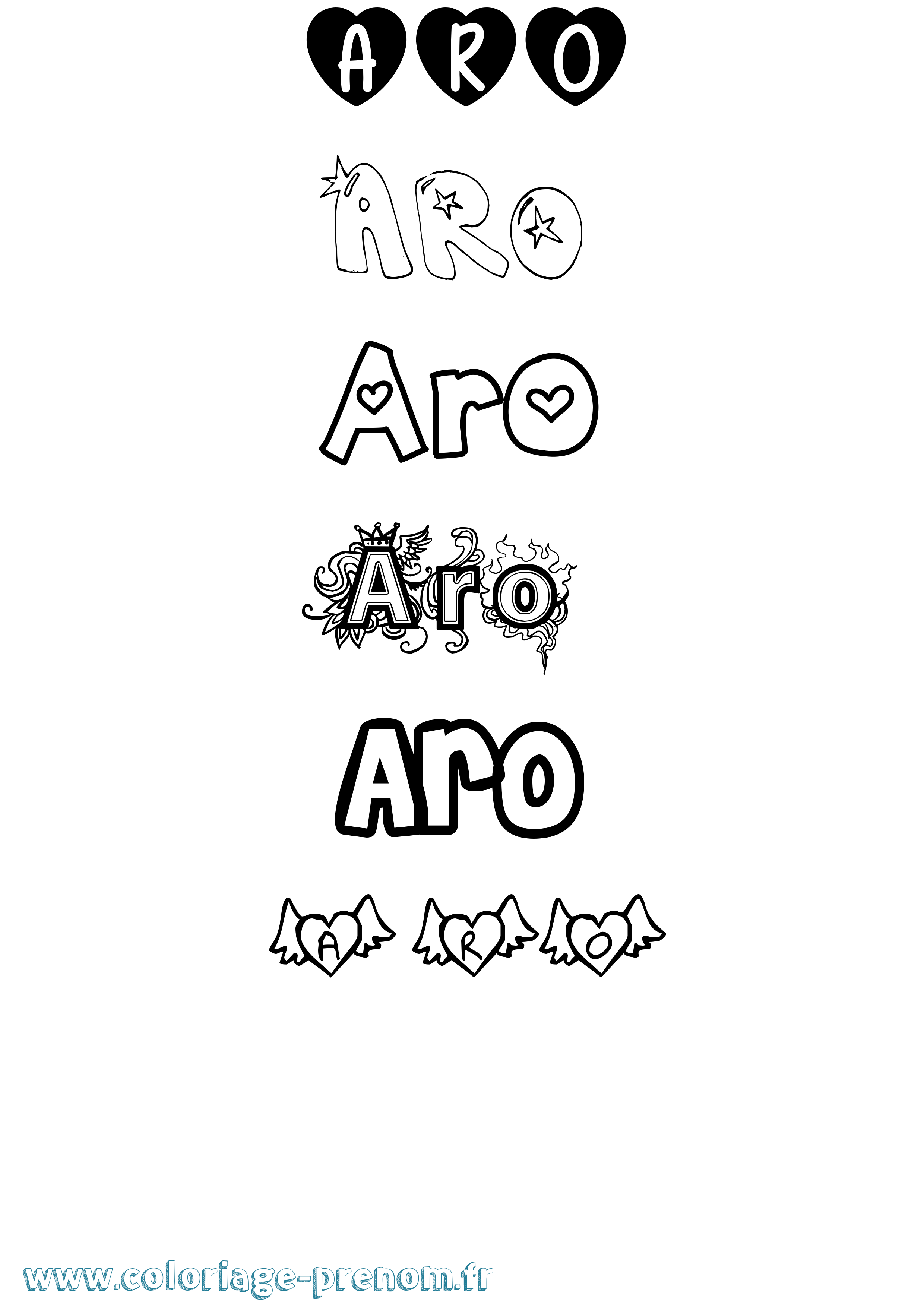 Coloriage Aro Girly Coloriage prénom Aro Girly