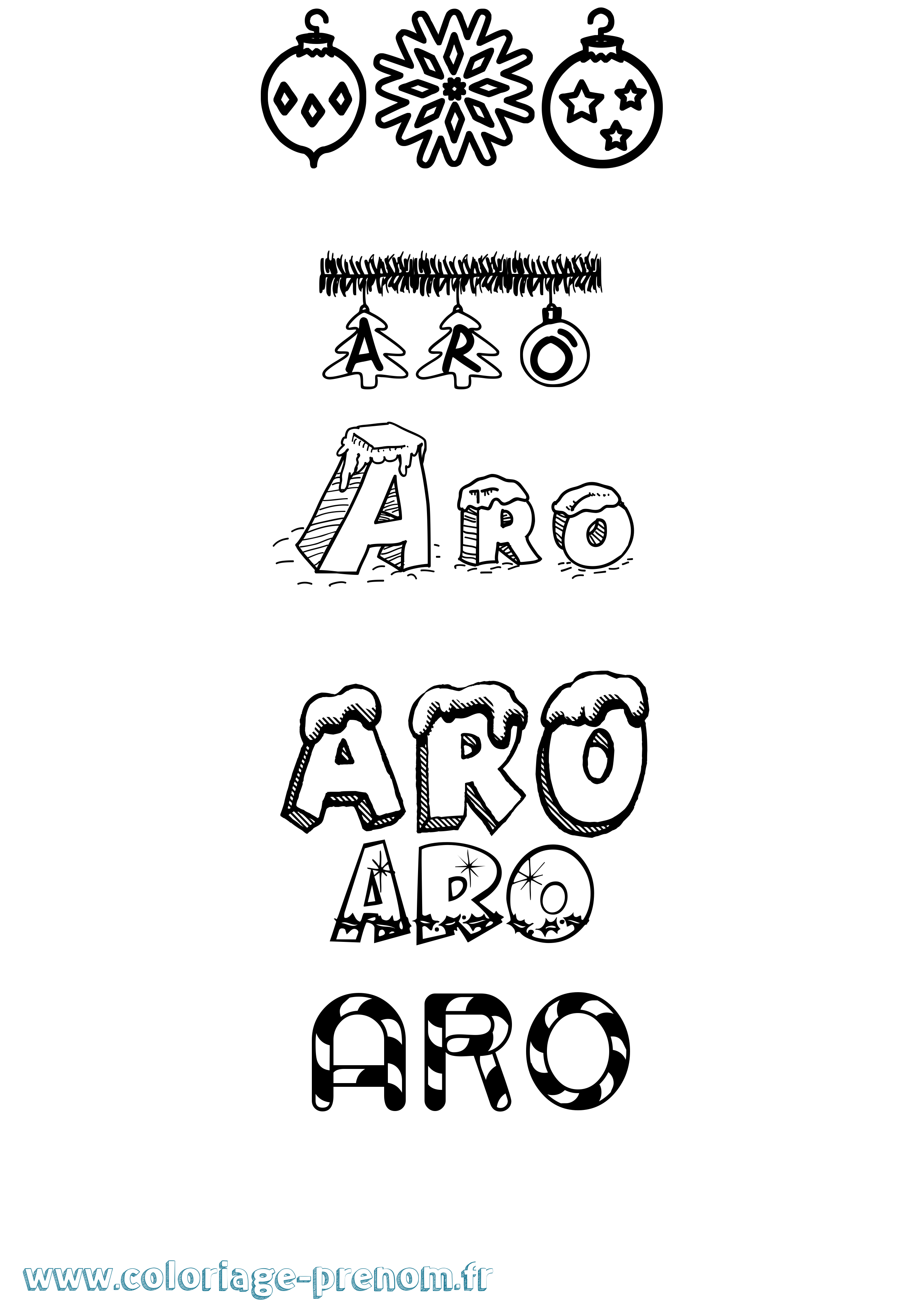 Coloriage Aro Noël Coloriage prénom Aro Noël