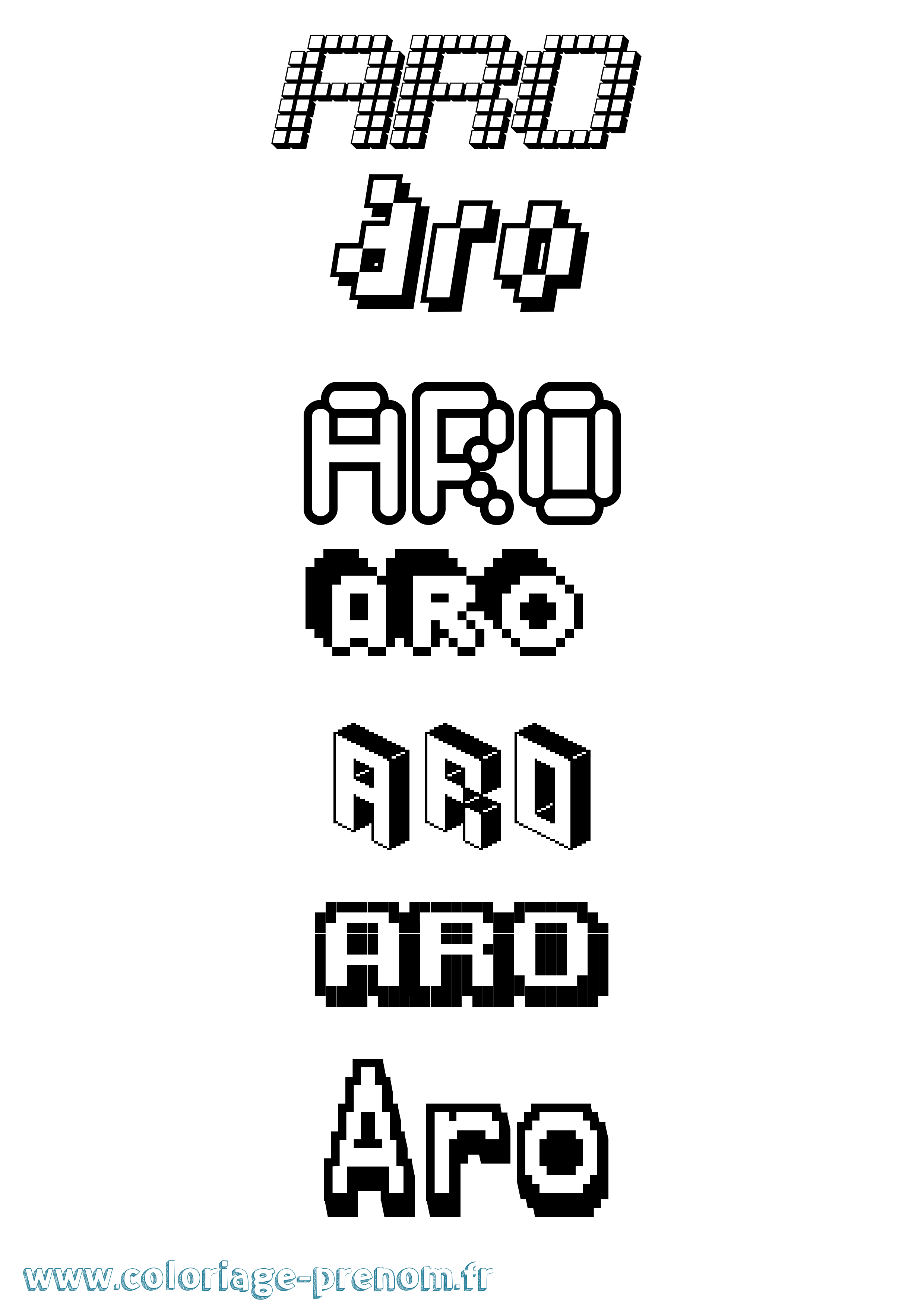 Coloriage Aro Pixel Coloriage prénom Aro Pixel