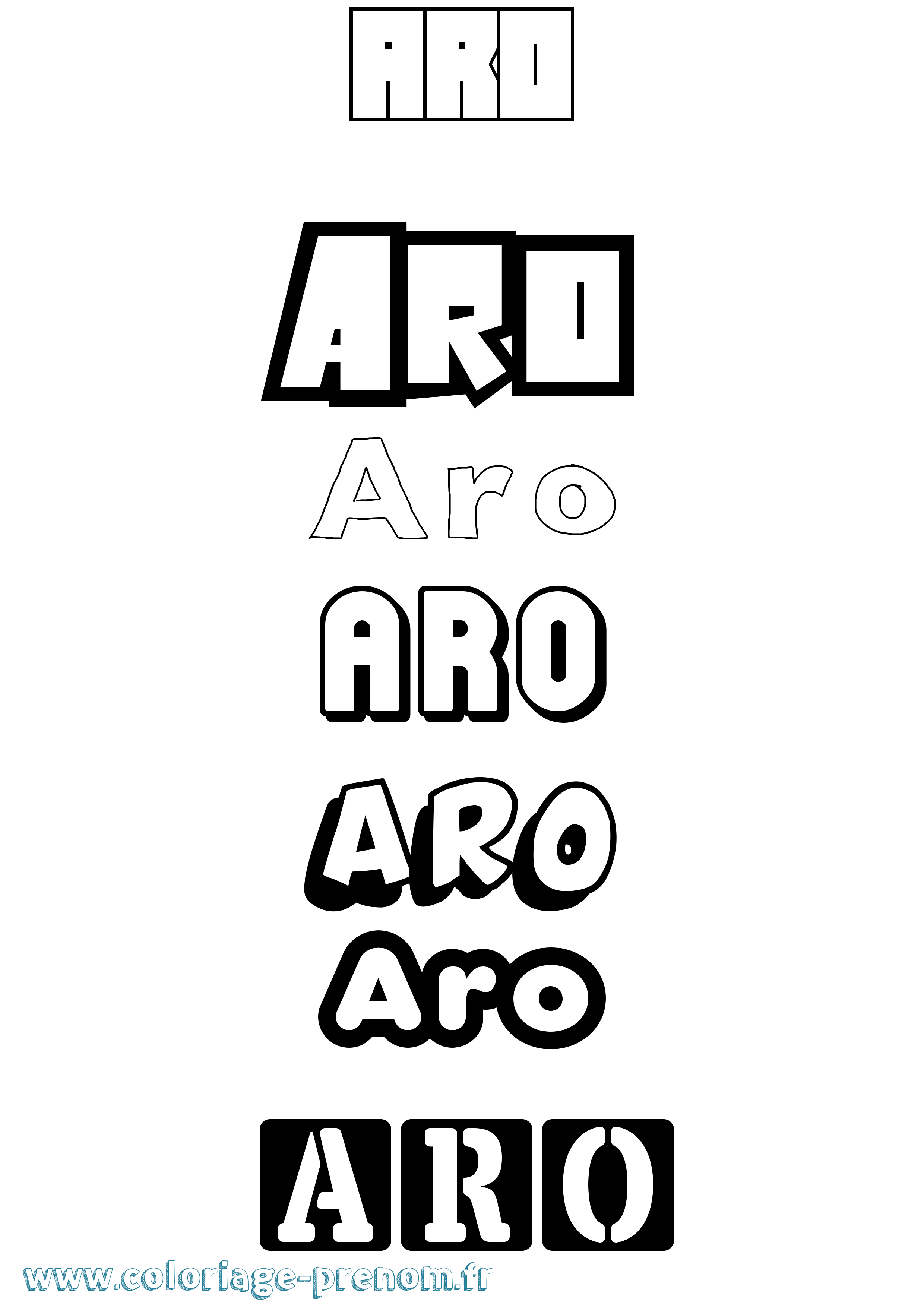 Coloriage Aro Simple Coloriage prénom Aro Simple