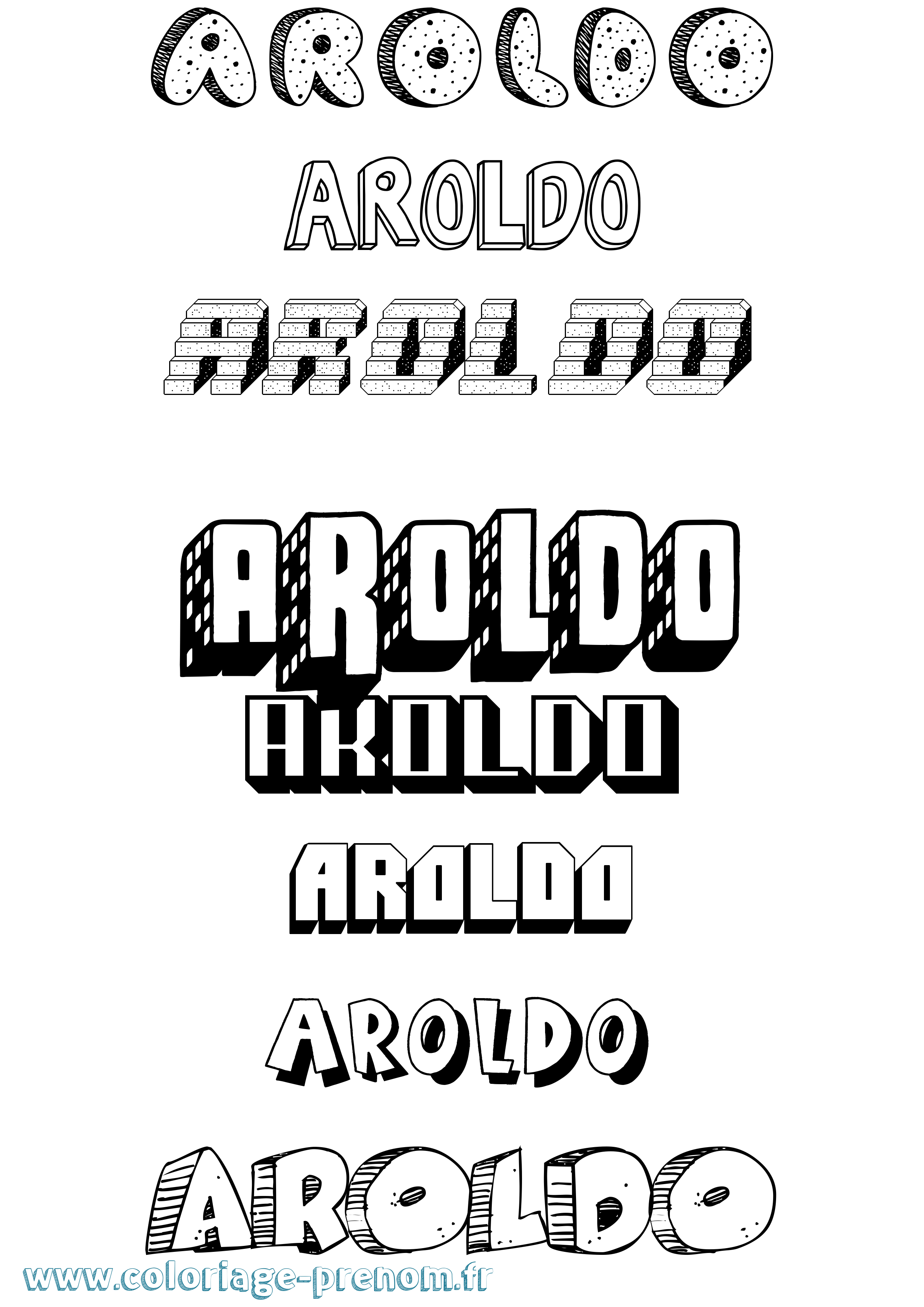 Coloriage Aroldo Effet 3D Coloriage prénom Aroldo Effet 3D