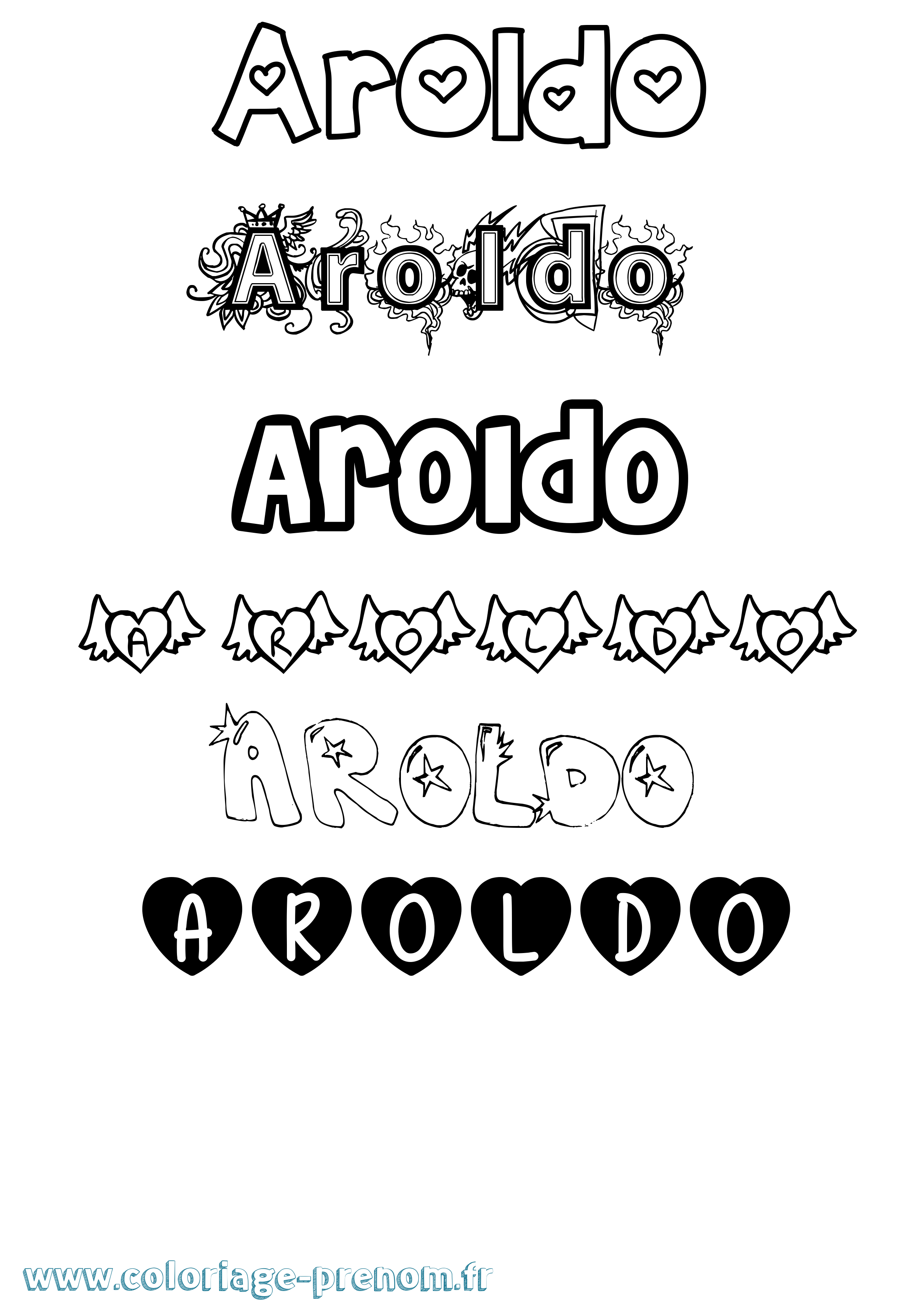 Coloriage Aroldo Girly Coloriage prénom Aroldo Girly