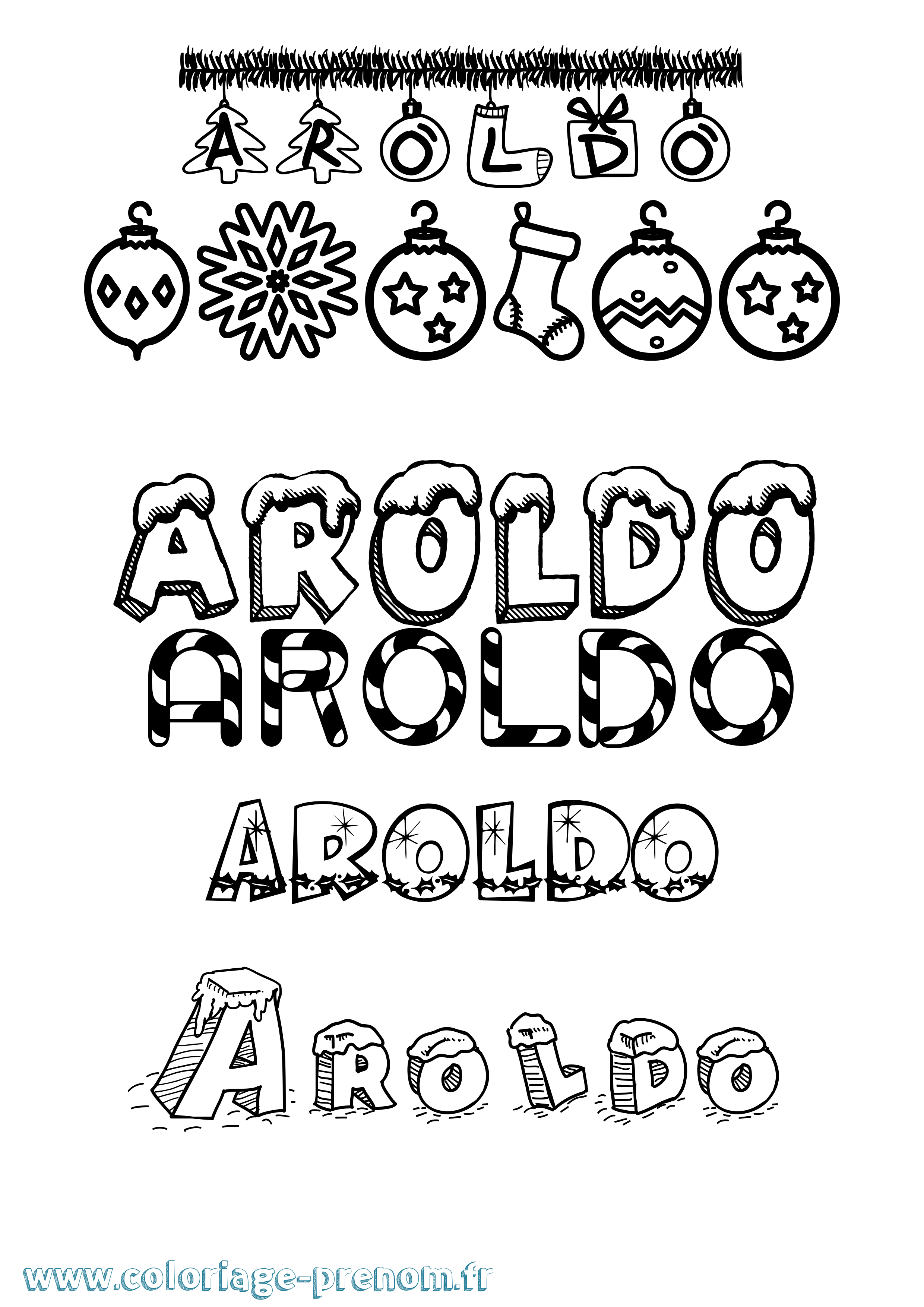 Coloriage Aroldo Noël Coloriage prénom Aroldo Noël