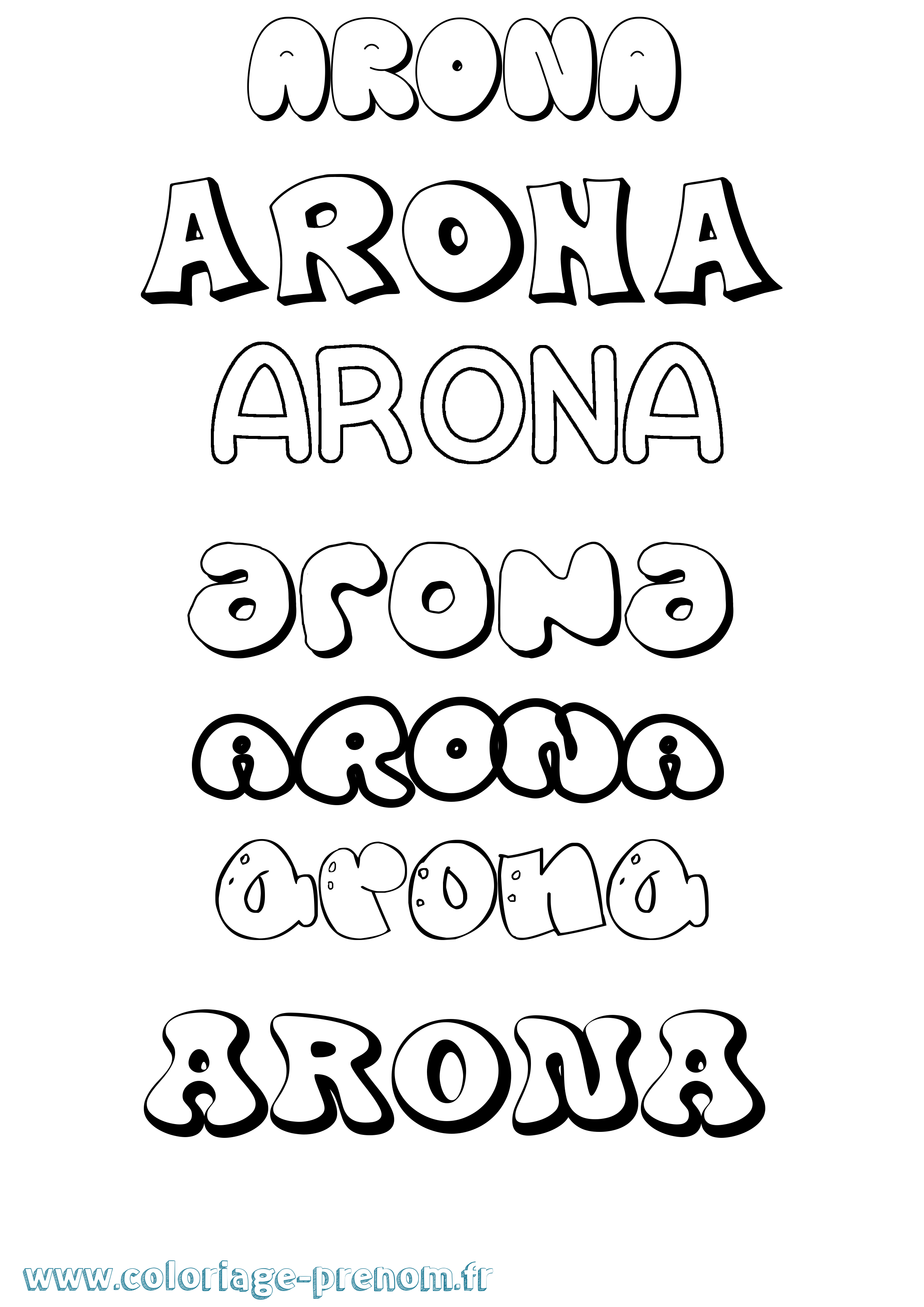 Coloriage Arona Bubble Coloriage prénom Arona Bubble