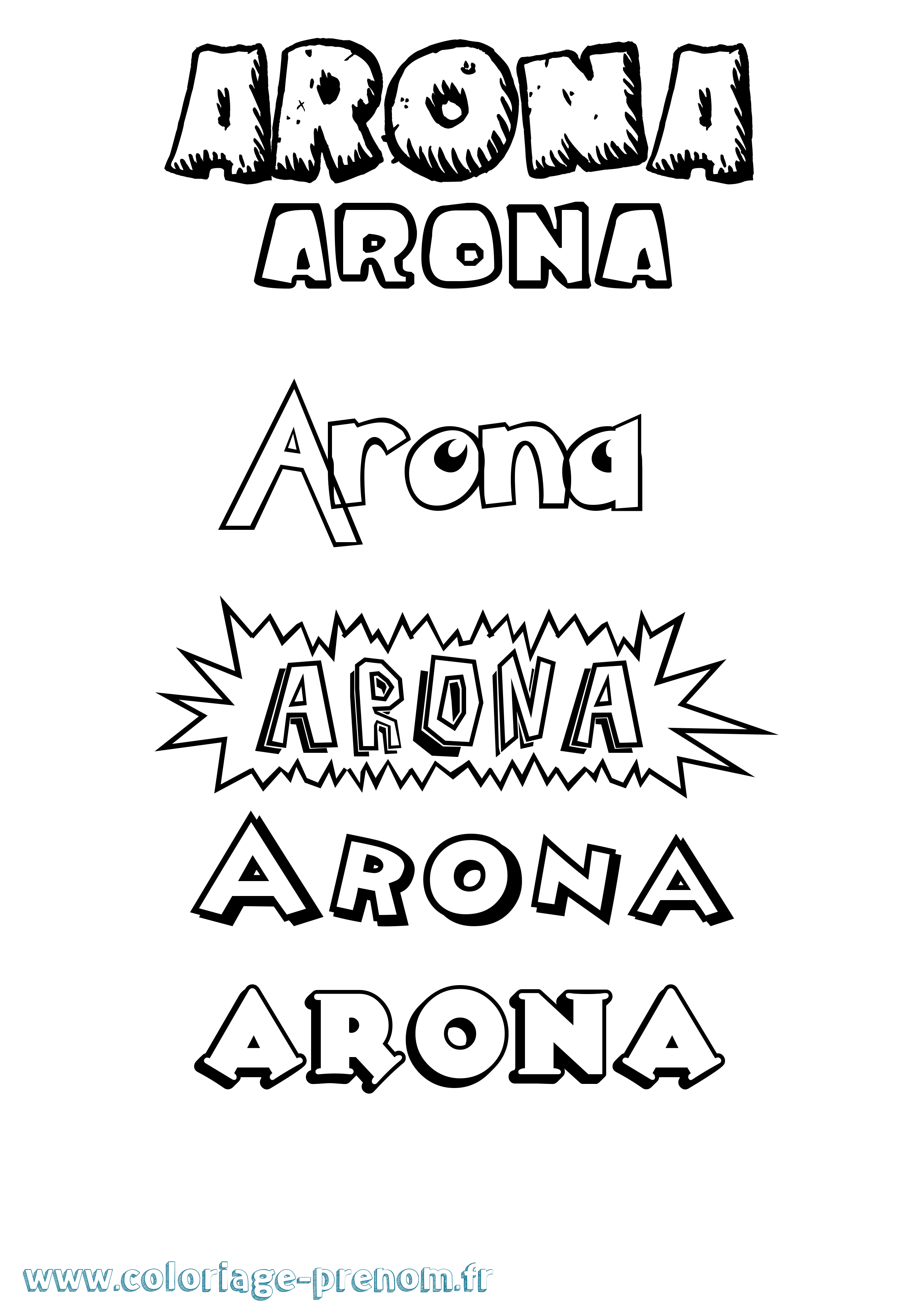 Coloriage Arona Dessin Animé Coloriage prénom Arona Dessin Animé