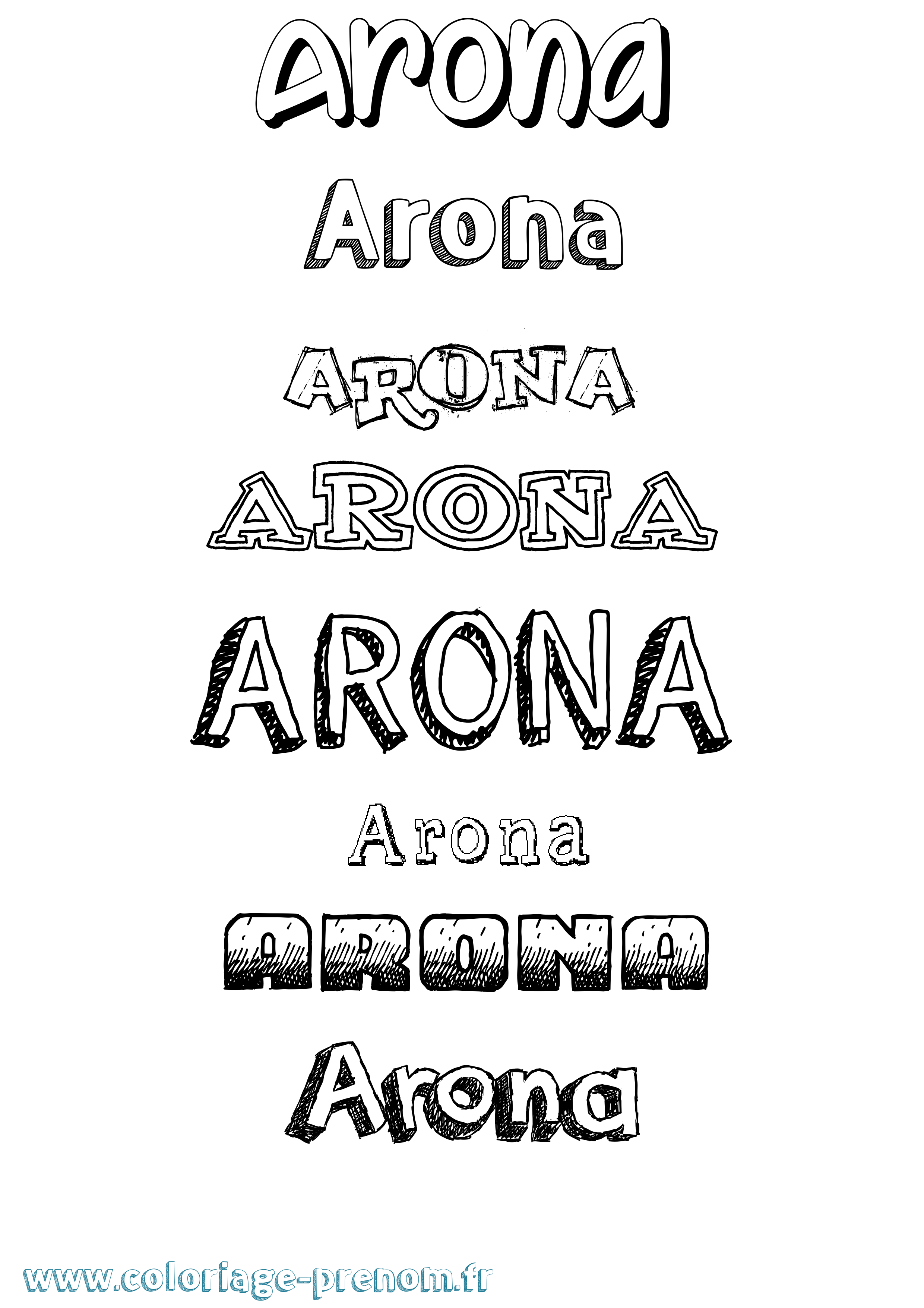 Coloriage Arona Dessiné Coloriage prénom Arona Dessiné