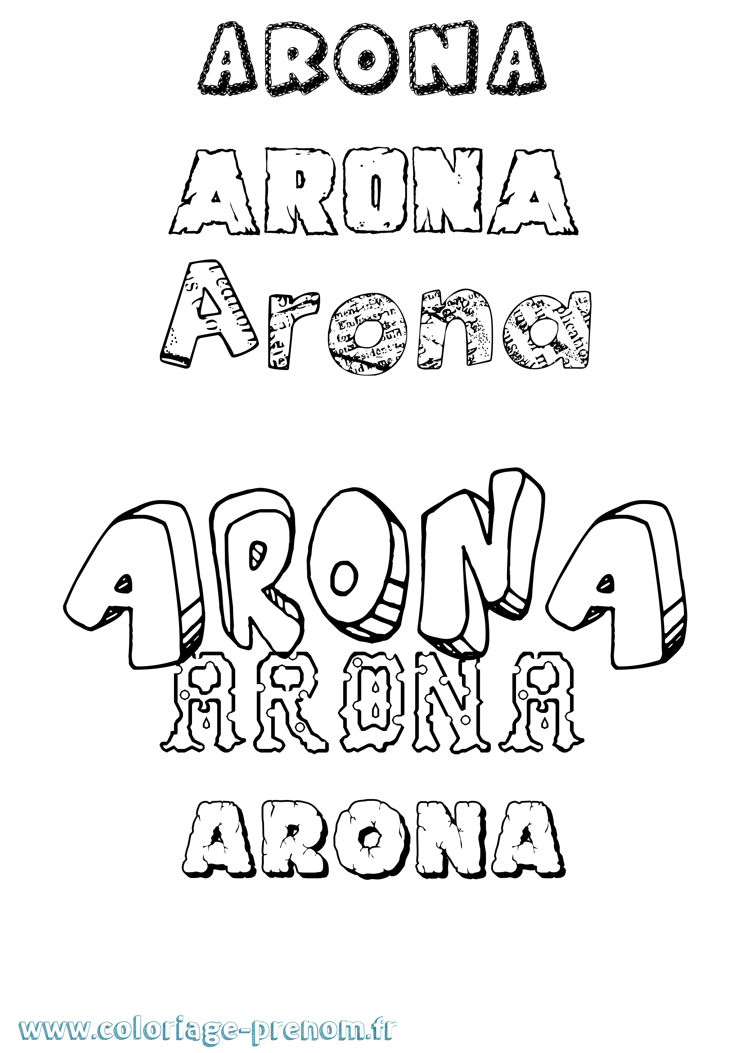 Coloriage Arona Destructuré Coloriage prénom Arona Destructuré