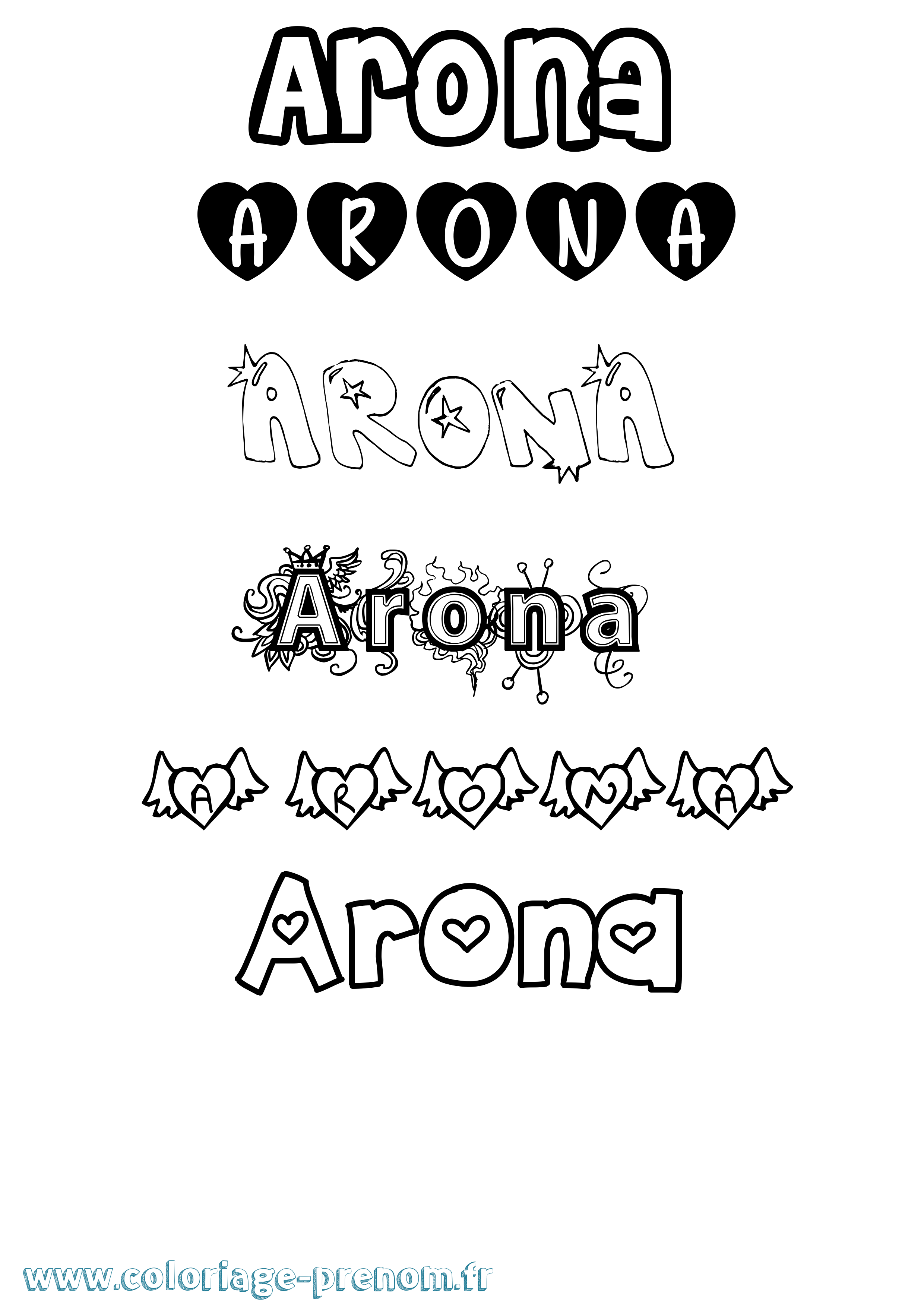 Coloriage Arona Girly Coloriage prénom Arona Girly