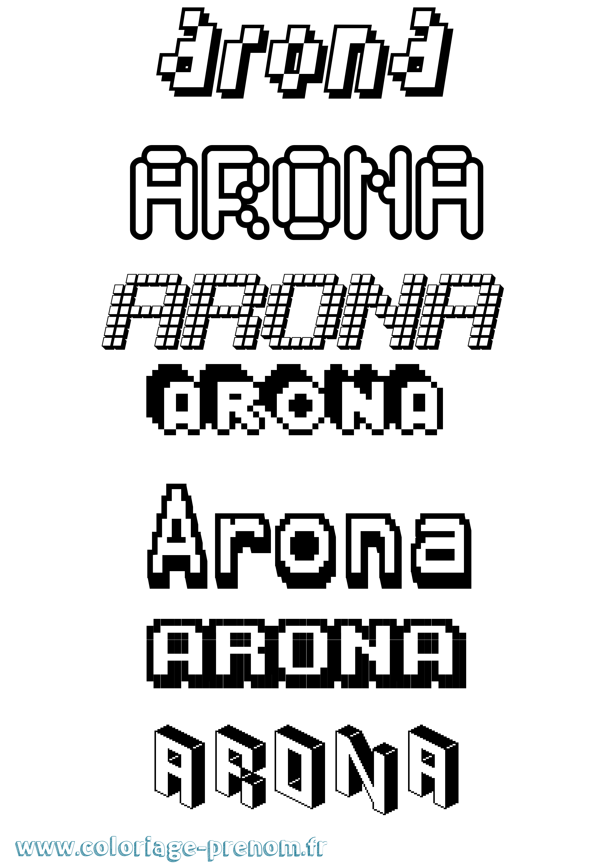 Coloriage Arona Pixel Coloriage prénom Arona Pixel