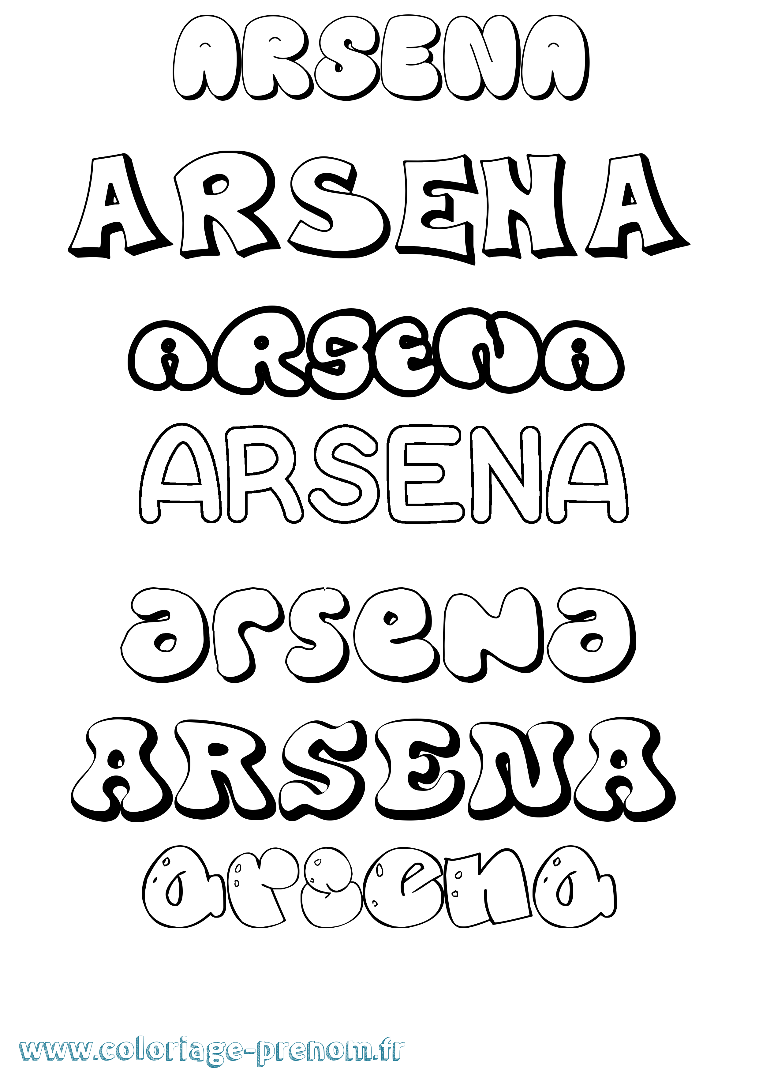 Coloriage Arsena Bubble Coloriage prénom Arsena Bubble