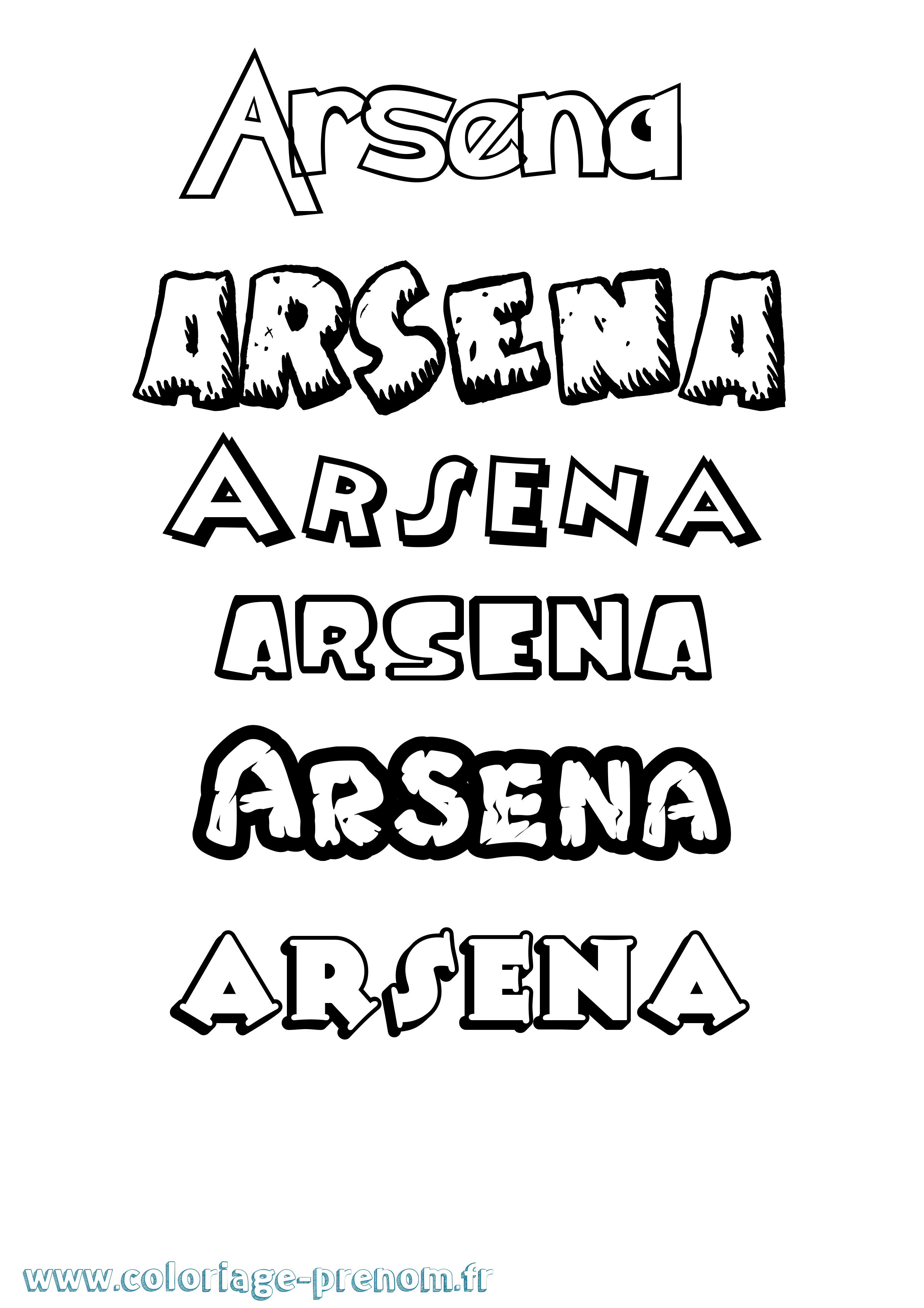 Coloriage Arsena Dessin Animé Coloriage prénom Arsena Dessin Animé