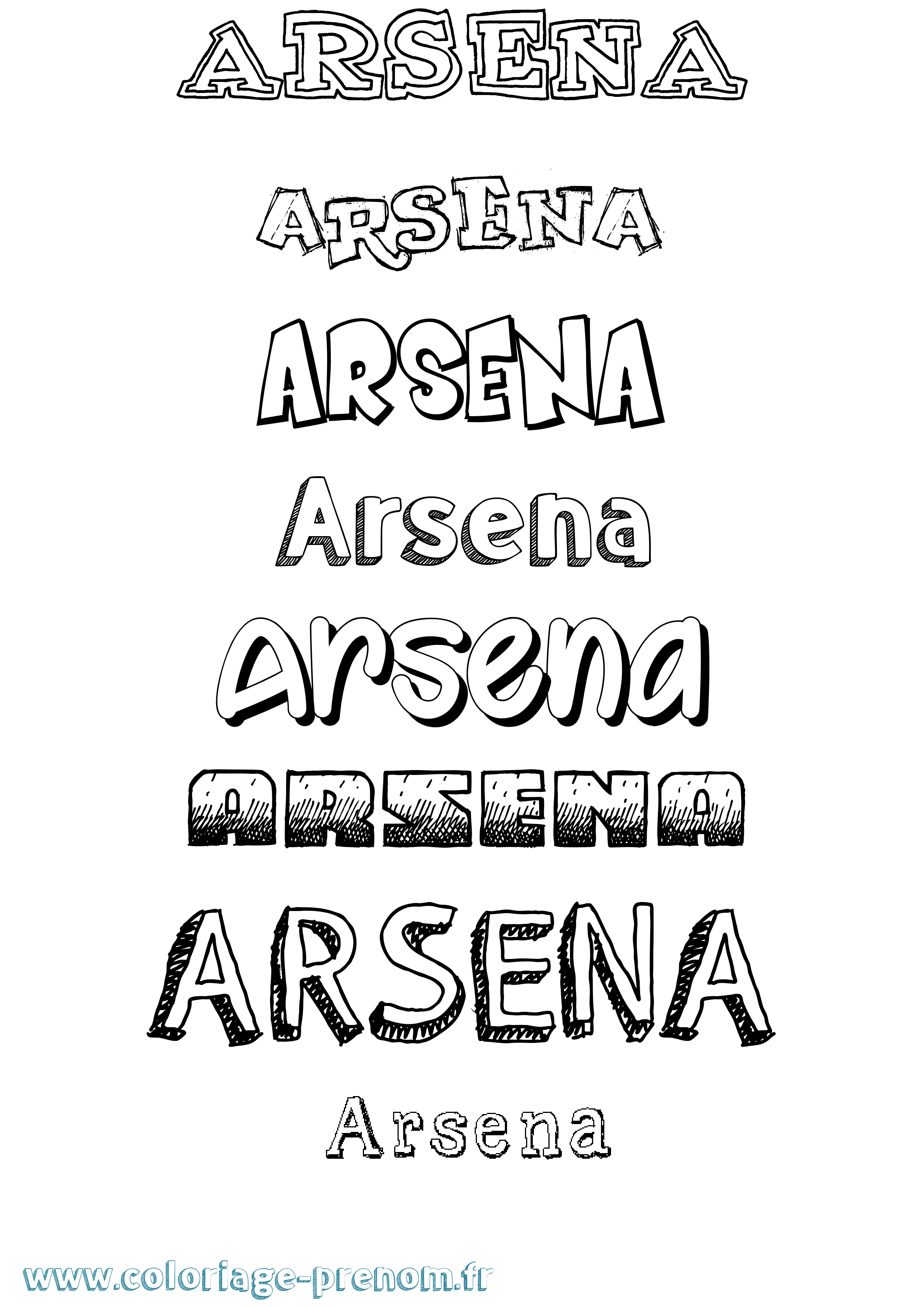Coloriage Arsena Dessiné Coloriage prénom Arsena Dessiné