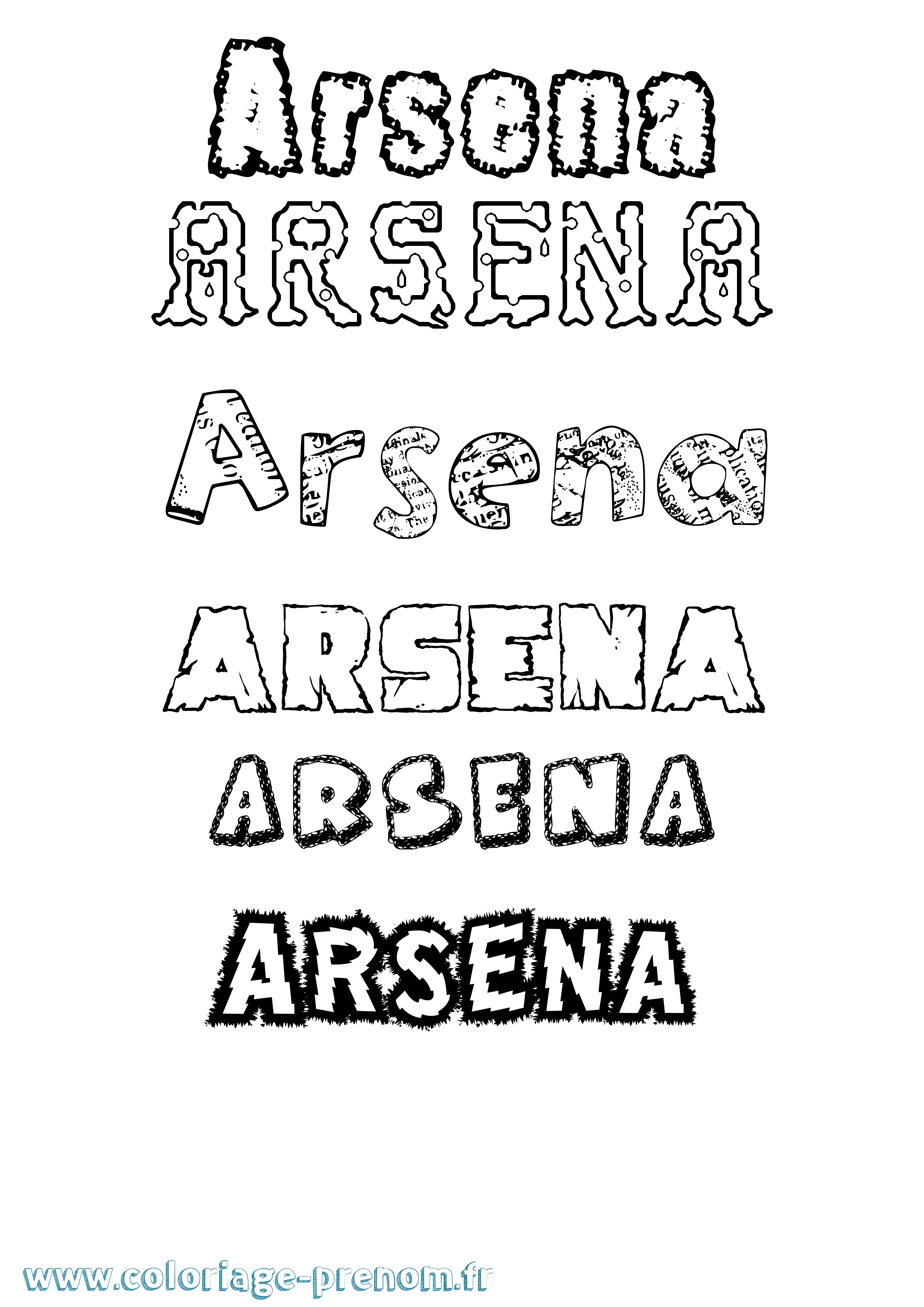 Coloriage Arsena Destructuré Coloriage prénom Arsena Destructuré
