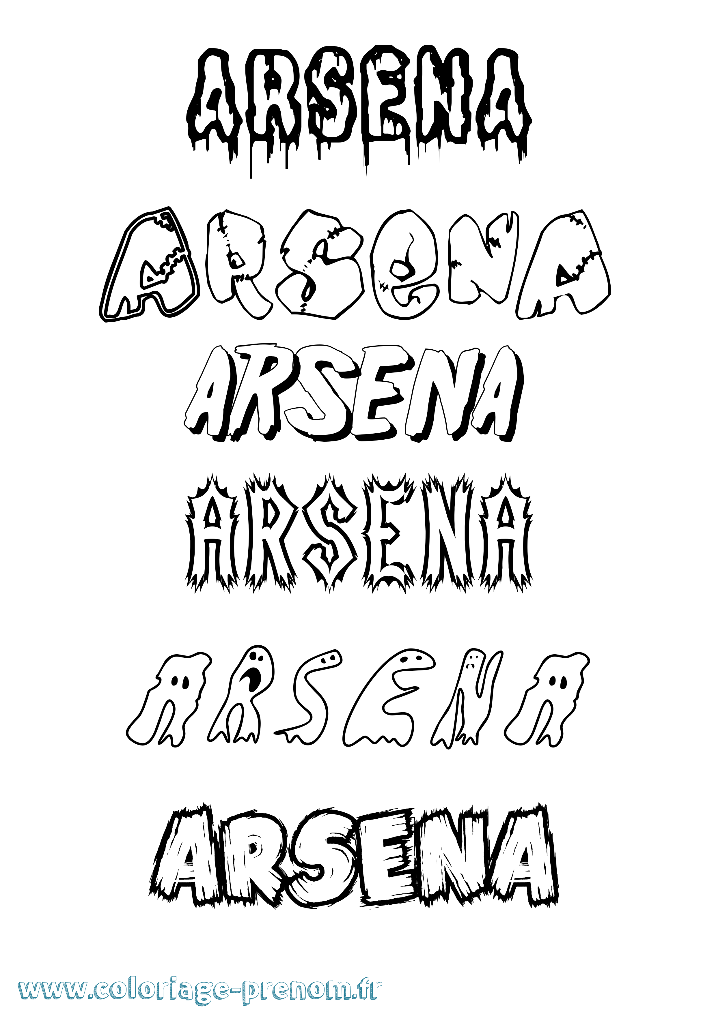 Coloriage Arsena Frisson Coloriage prénom Arsena Frisson