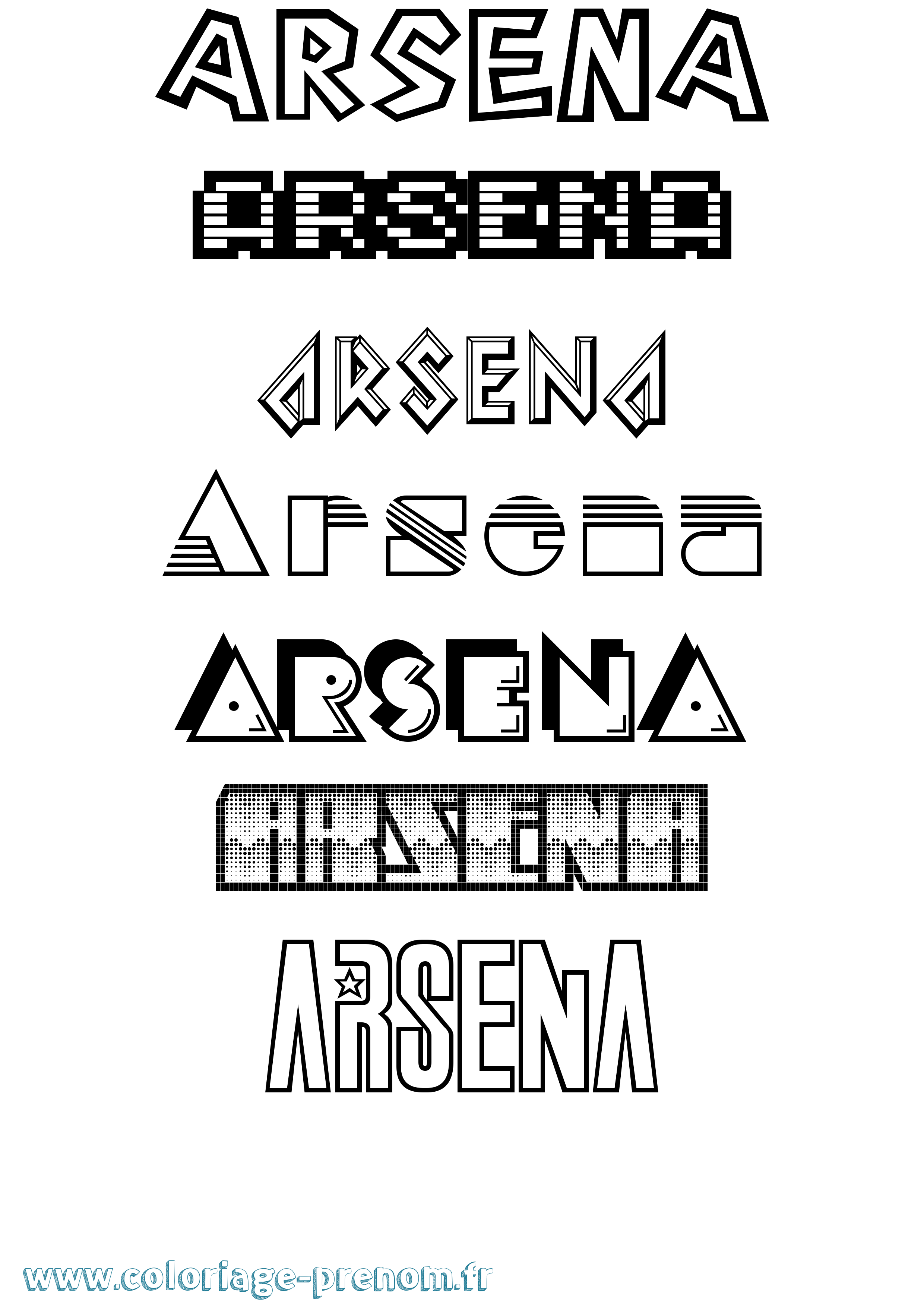 Coloriage Arsena Jeux Vidéos Coloriage prénom Arsena Jeux Vidéos