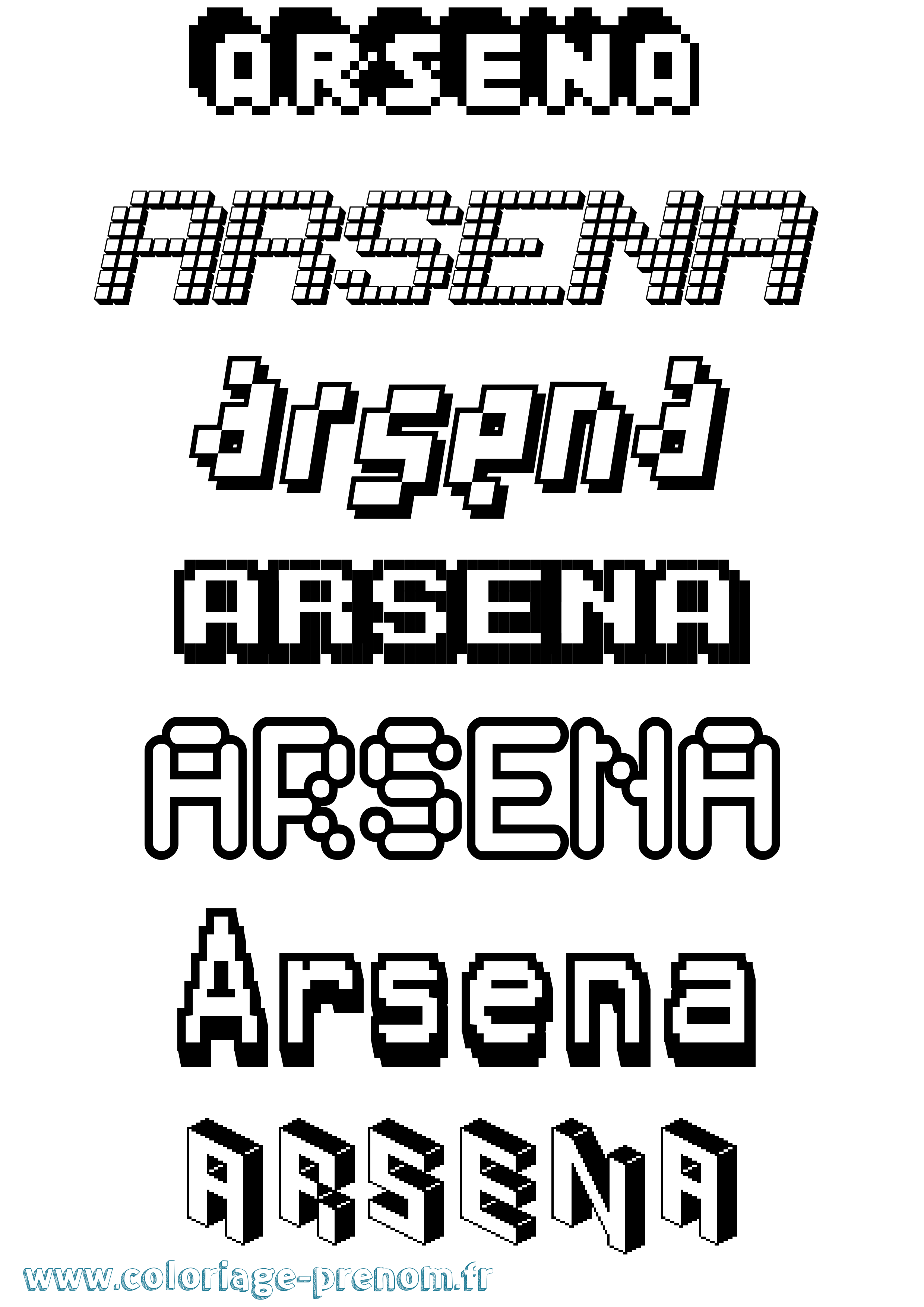 Coloriage Arsena Pixel Coloriage prénom Arsena Pixel