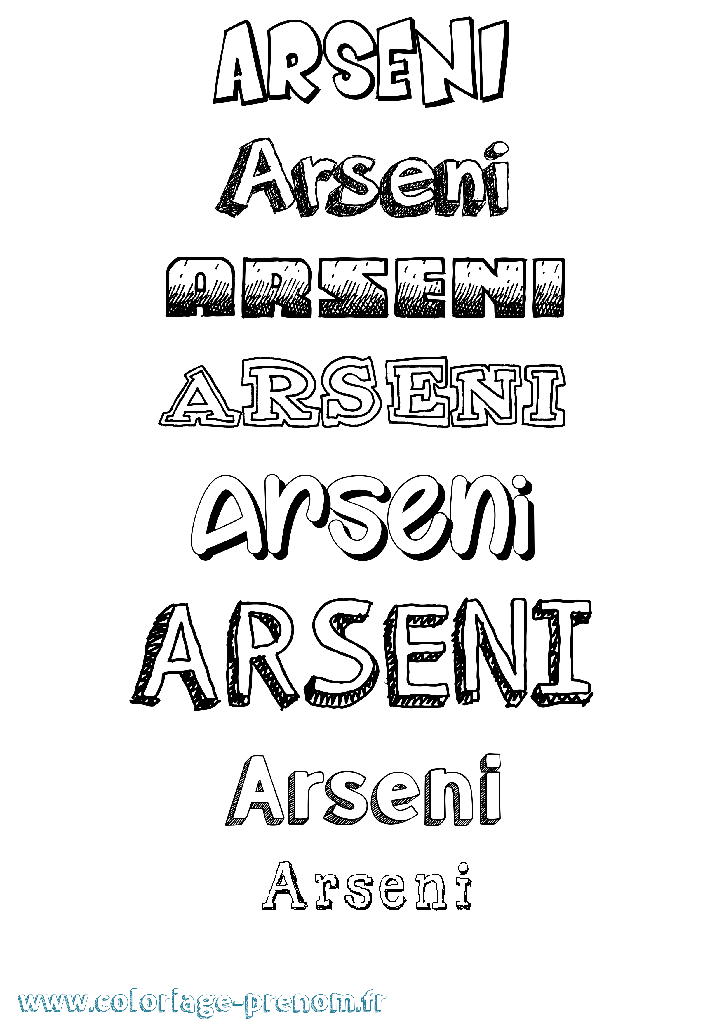 Coloriage Arseni Dessiné Coloriage prénom Arseni Dessiné