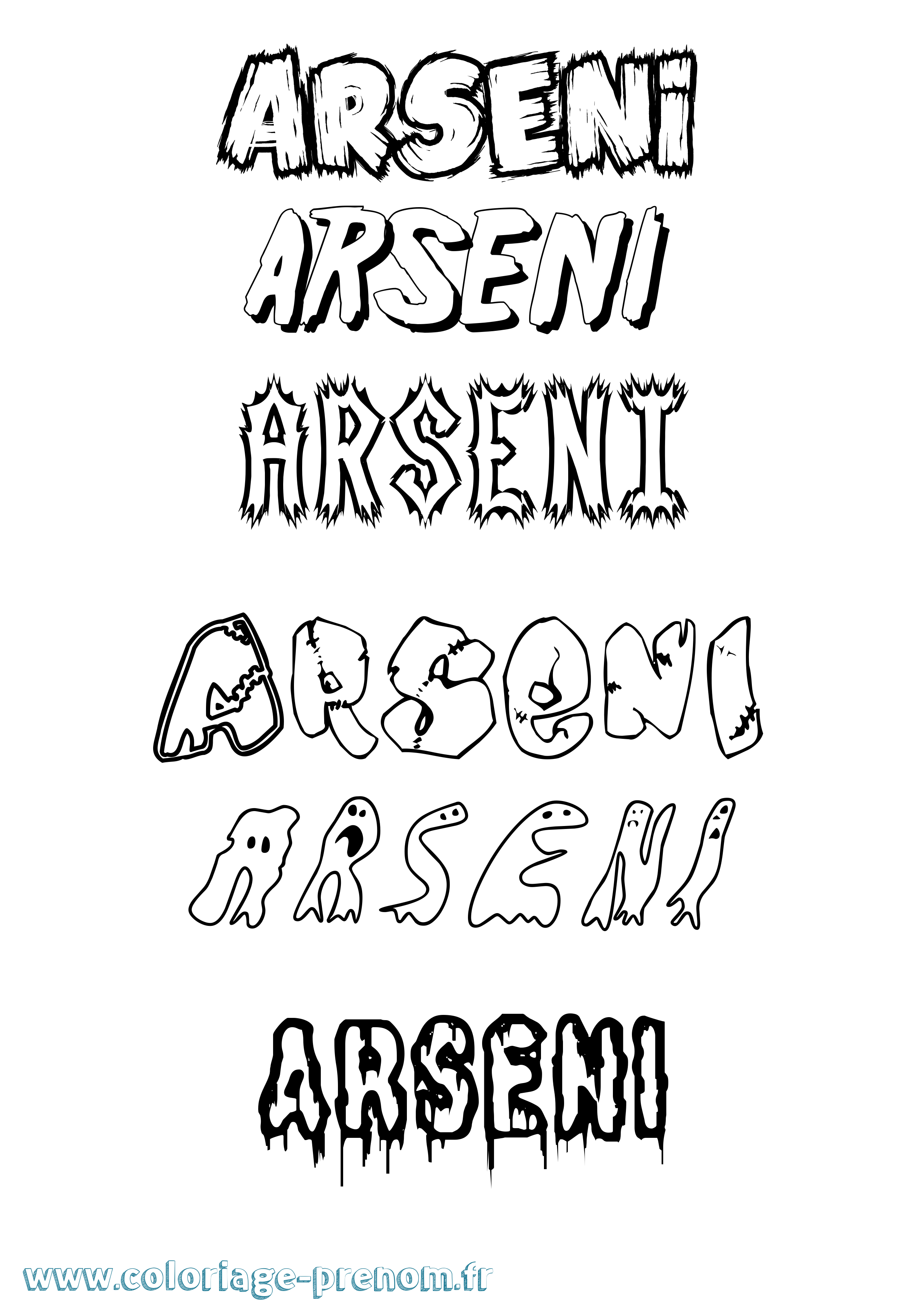 Coloriage Arseni Frisson Coloriage prénom Arseni Frisson