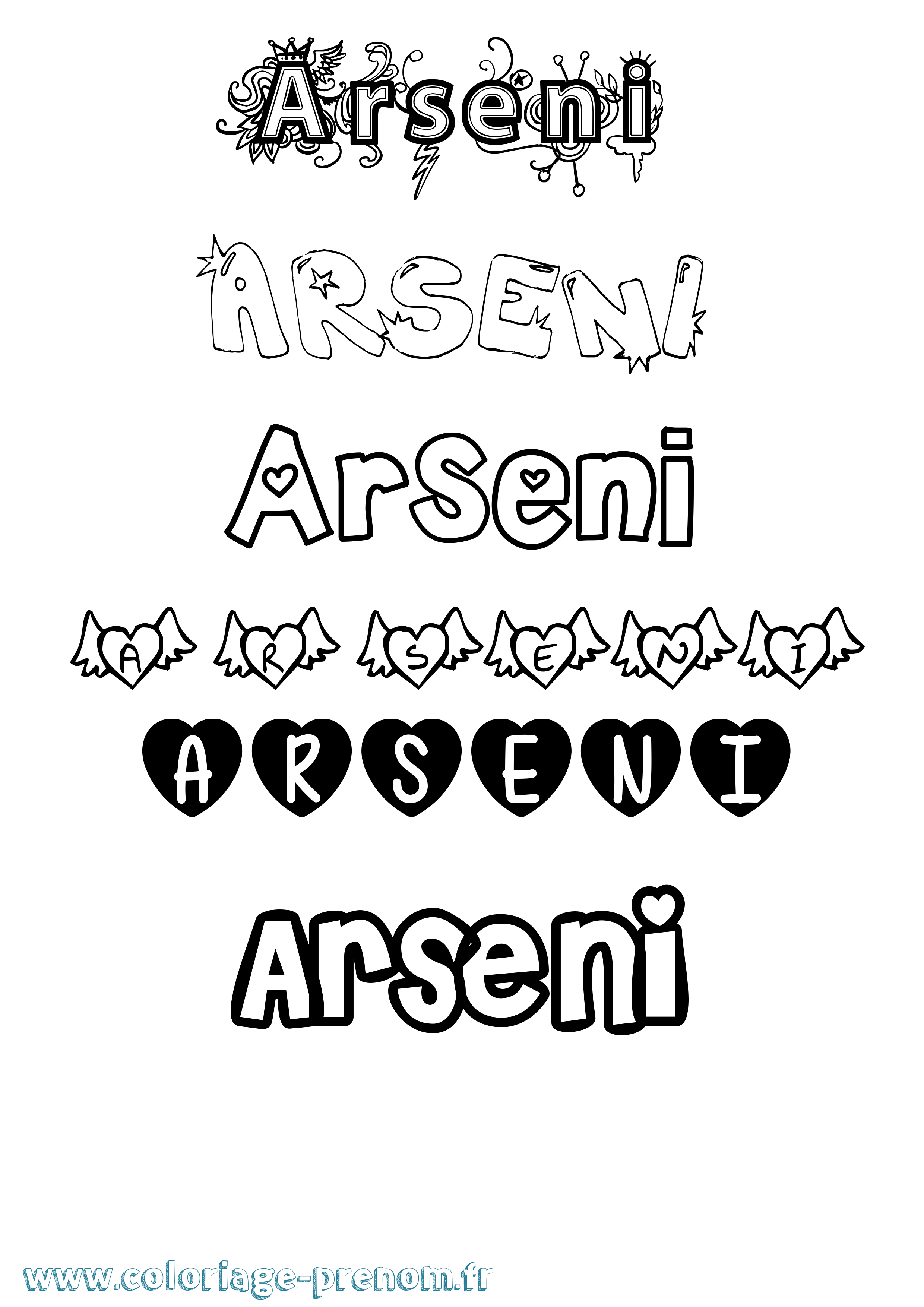 Coloriage Arseni Girly Coloriage prénom Arseni Girly