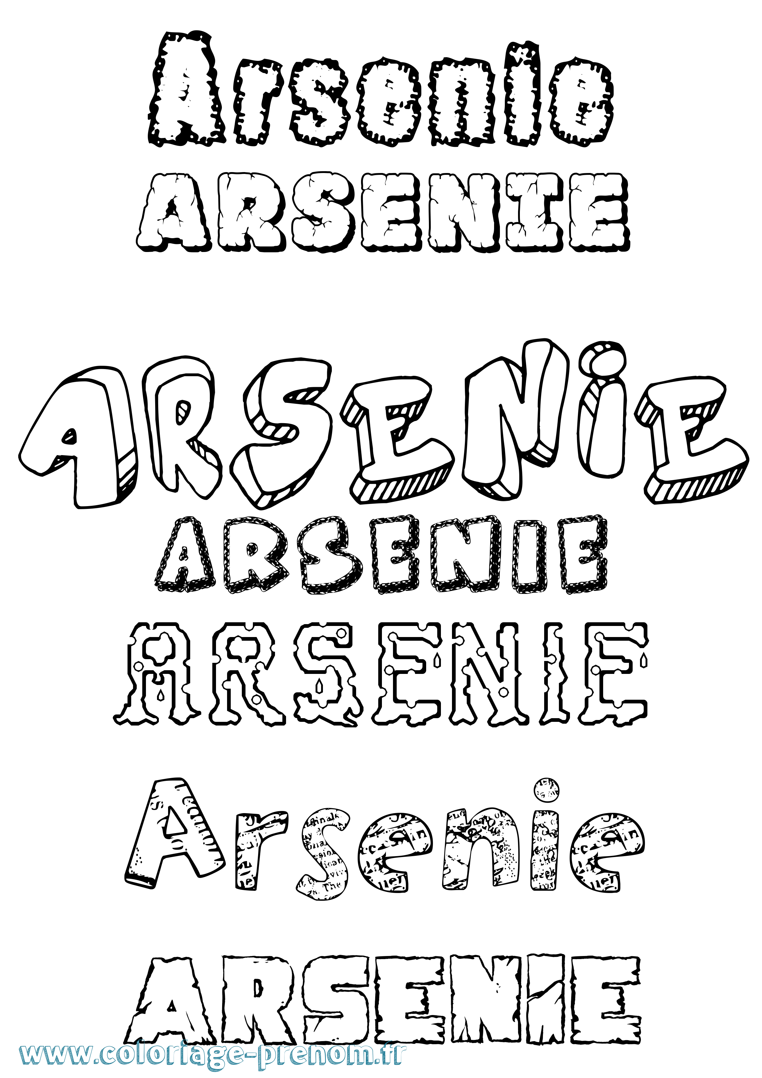 Coloriage Arsenie Destructuré Coloriage prénom Arsenie Destructuré