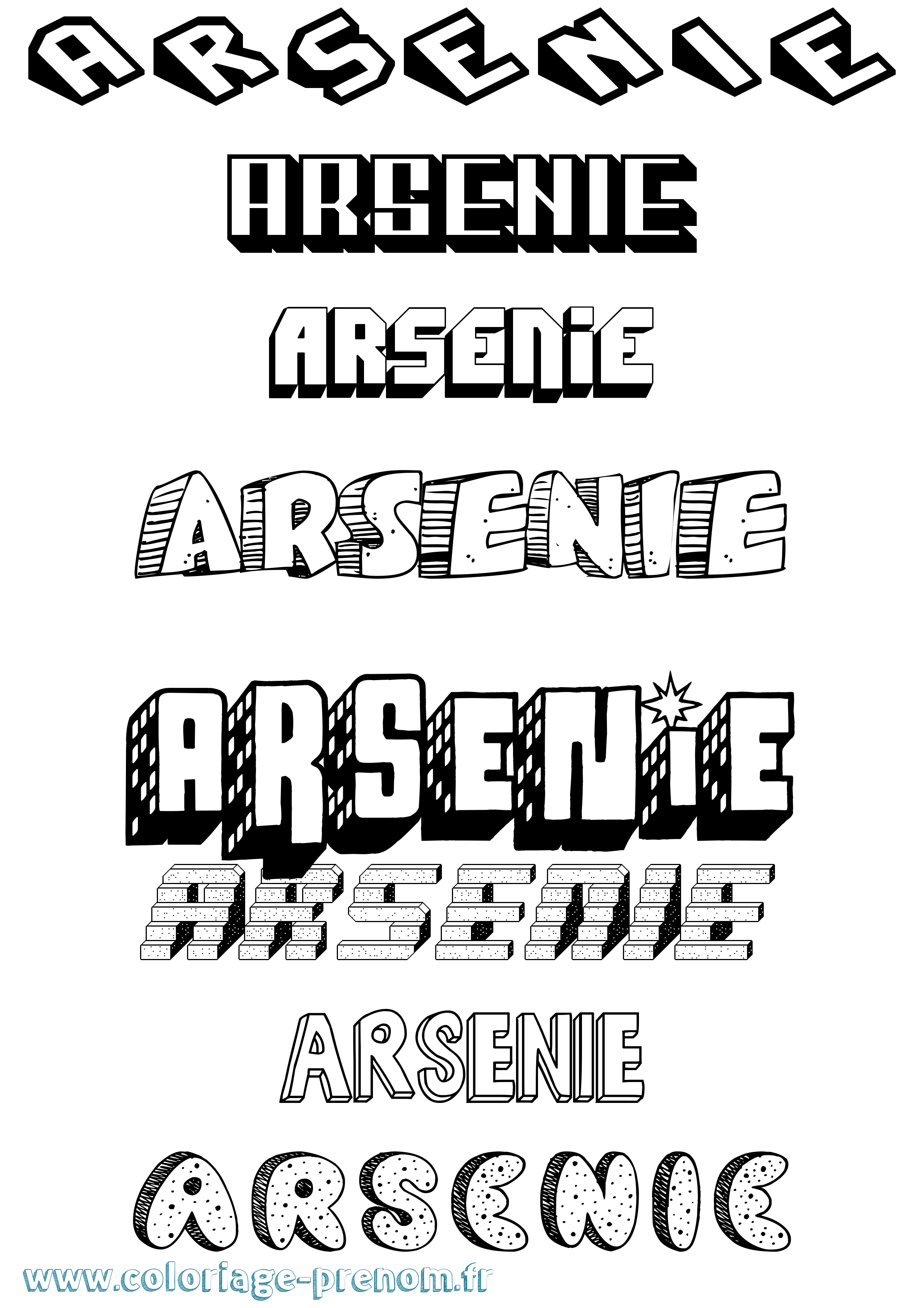 Coloriage Arsenie Effet 3D Coloriage prénom Arsenie Effet 3D