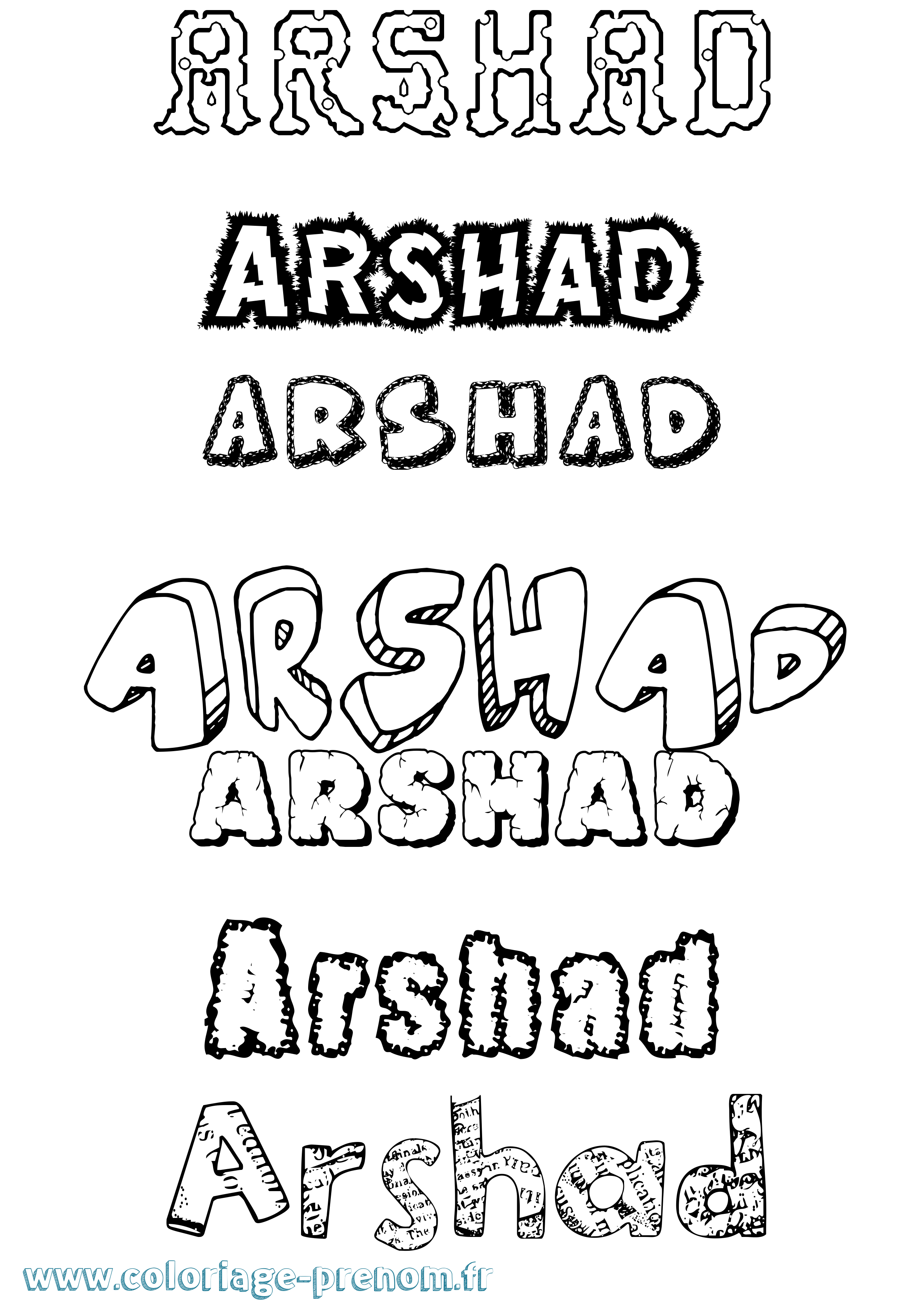 Coloriage Arshad Destructuré Coloriage prénom Arshad Destructuré