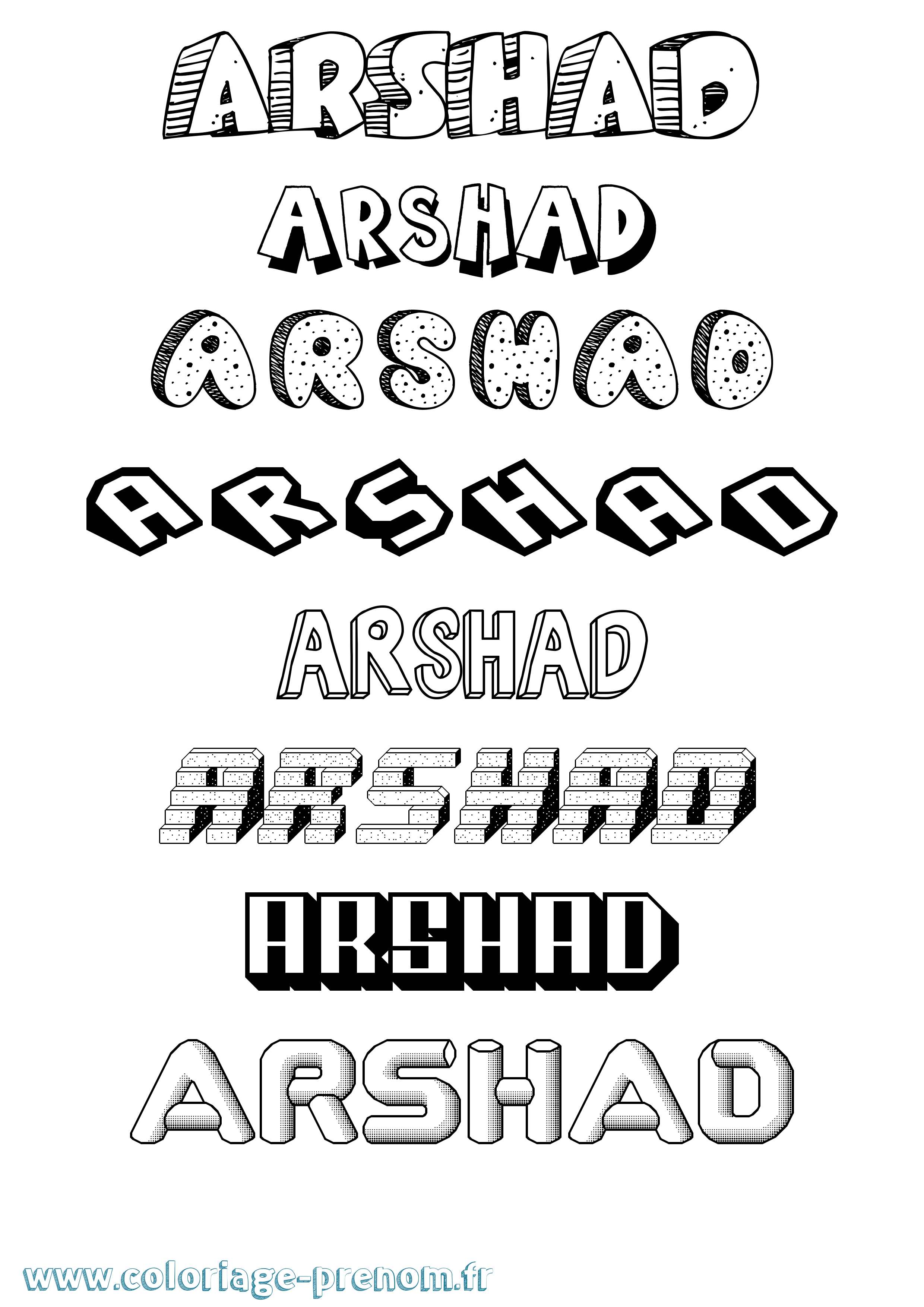 Coloriage Arshad Effet 3D Coloriage prénom Arshad Effet 3D