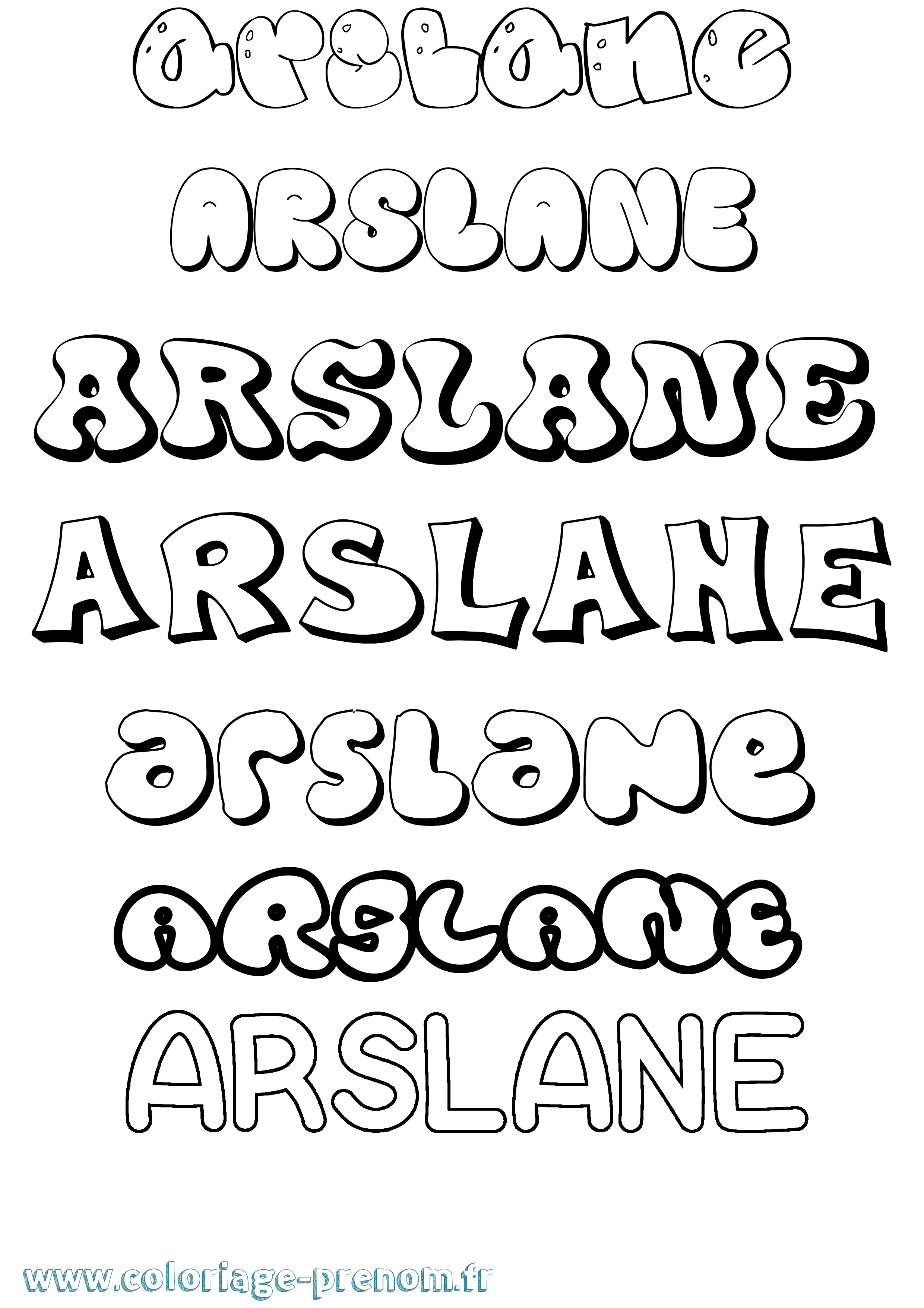 Coloriage Arslane Bubble Coloriage prénom Arslane Bubble