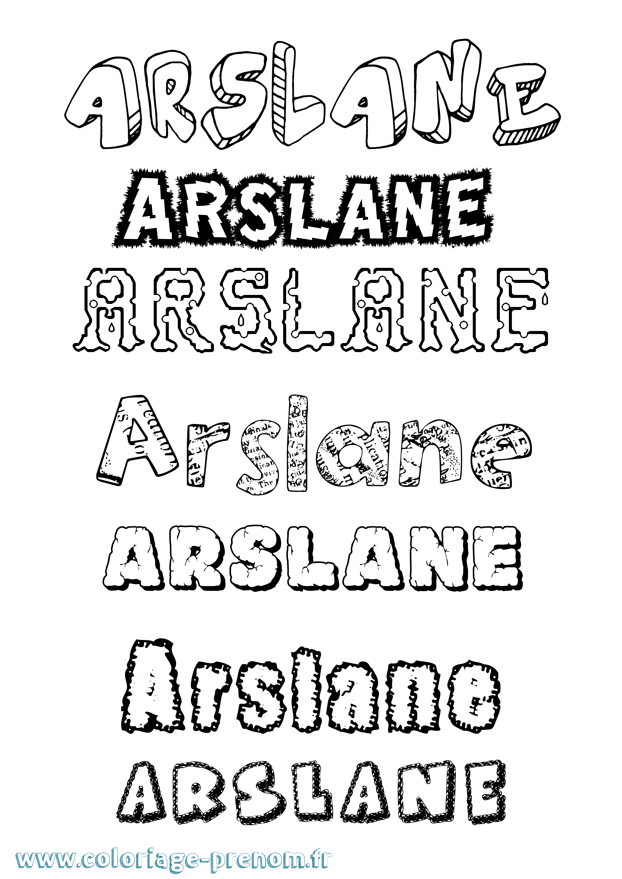 Coloriage Arslane Destructuré Coloriage prénom Arslane Destructuré