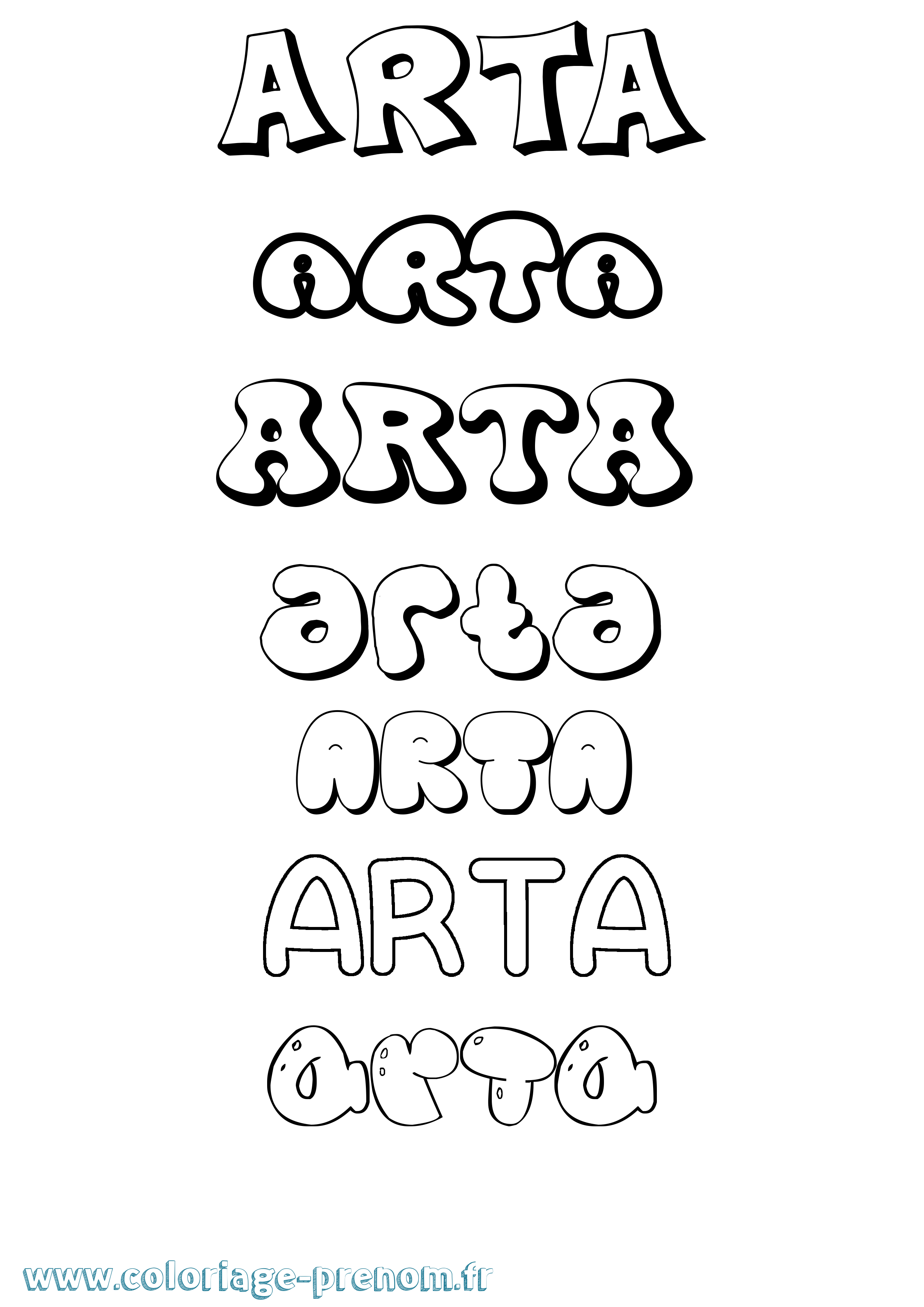 Coloriage Arta Bubble Coloriage prénom Arta Bubble