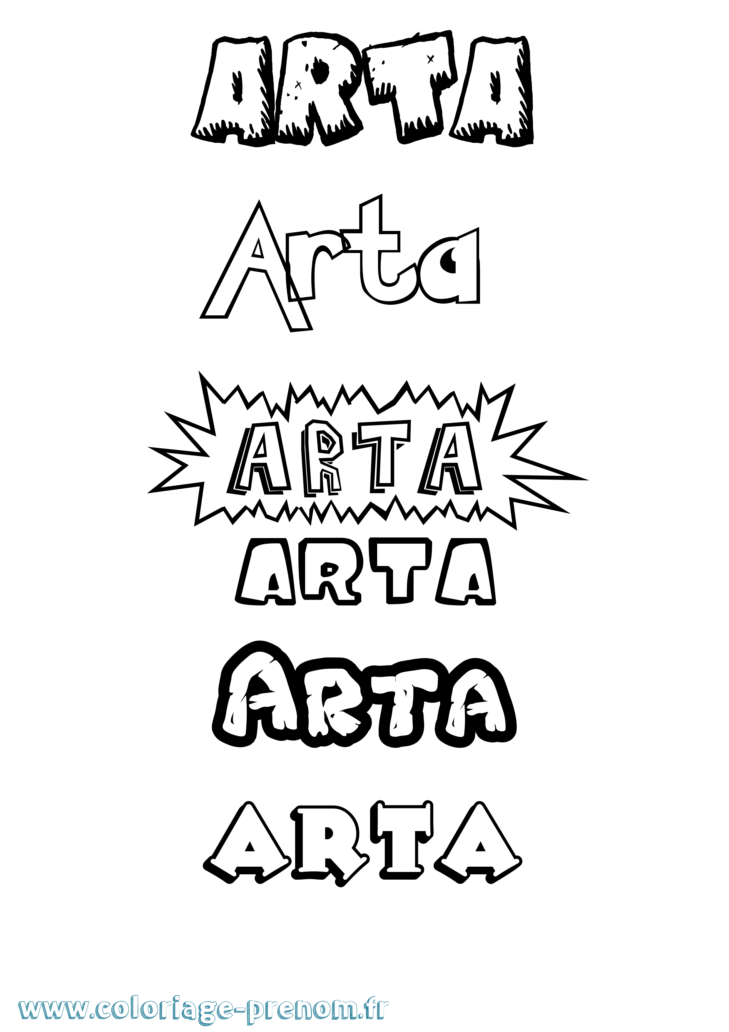 Coloriage Arta Dessin Animé Coloriage prénom Arta Dessin Animé