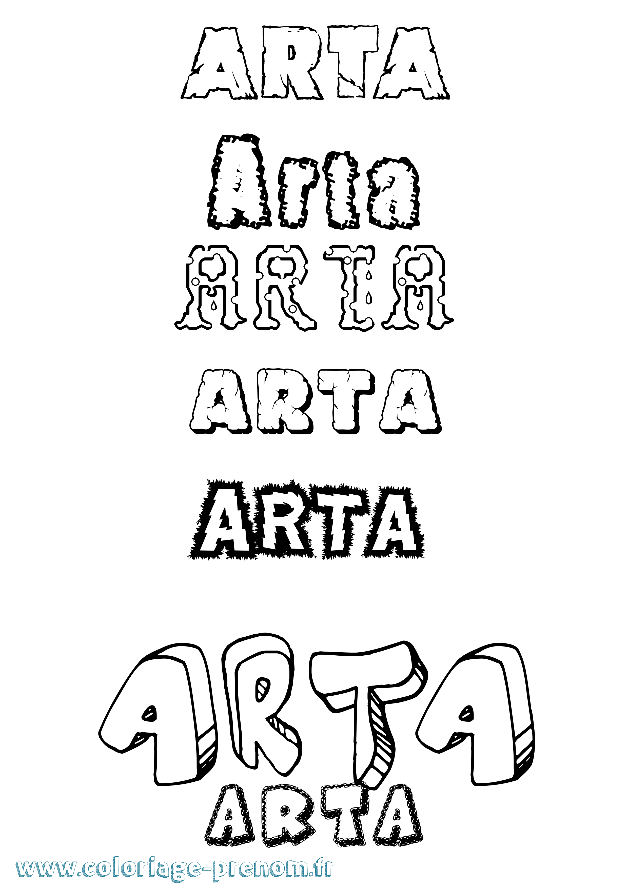 Coloriage Arta Destructuré Coloriage prénom Arta Destructuré