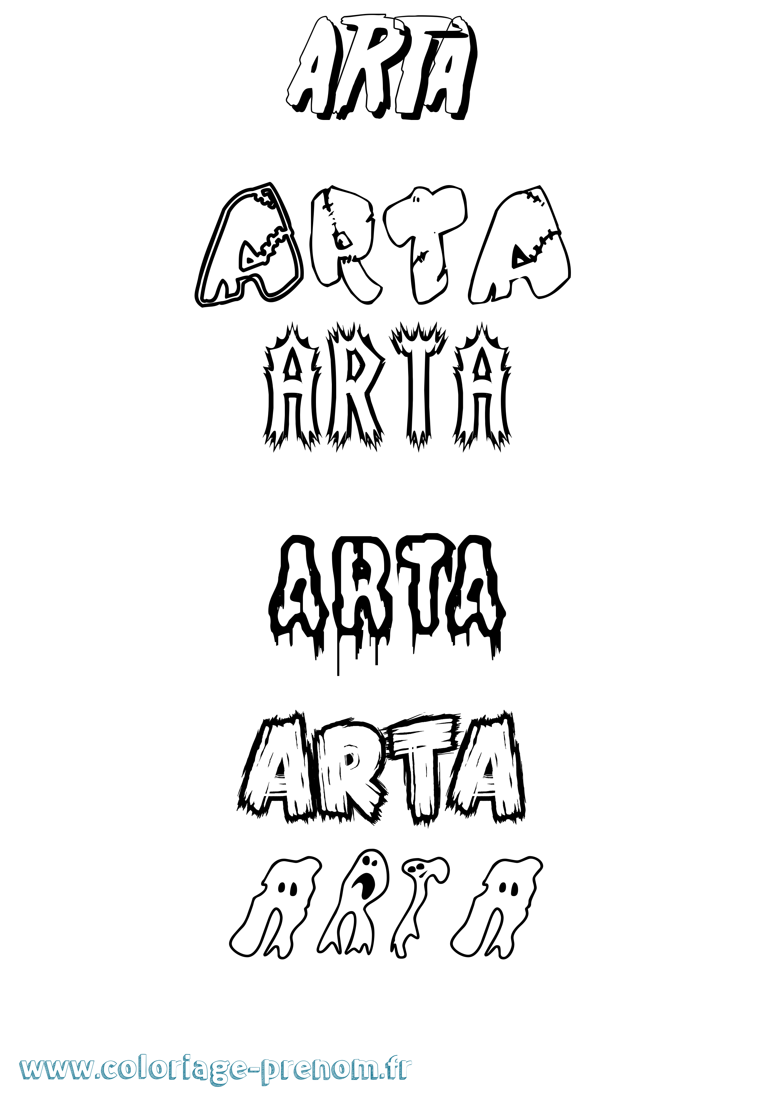 Coloriage Arta Frisson Coloriage prénom Arta Frisson